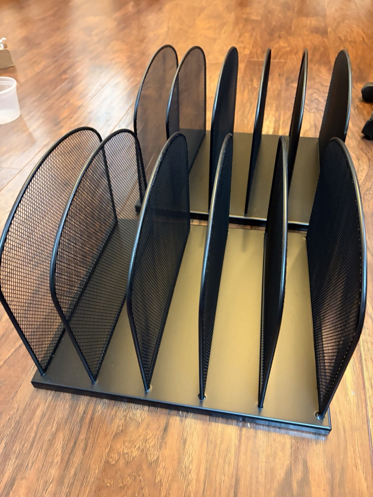Huron 5-Slot Mesh Metal Desktop Organizer Vertical File Binder Black