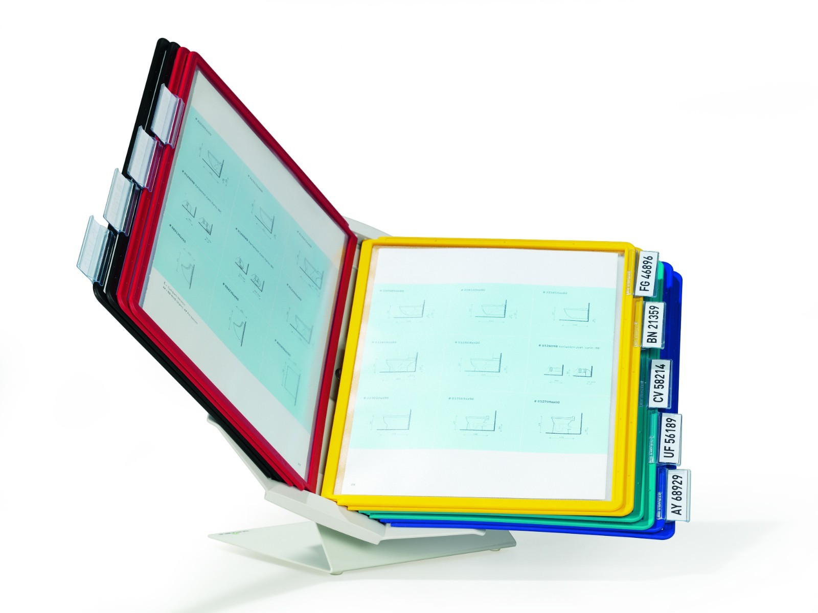 VARIO Pro Rotating Desk Wall Reference System 10 Panels Assorted Colors Durable