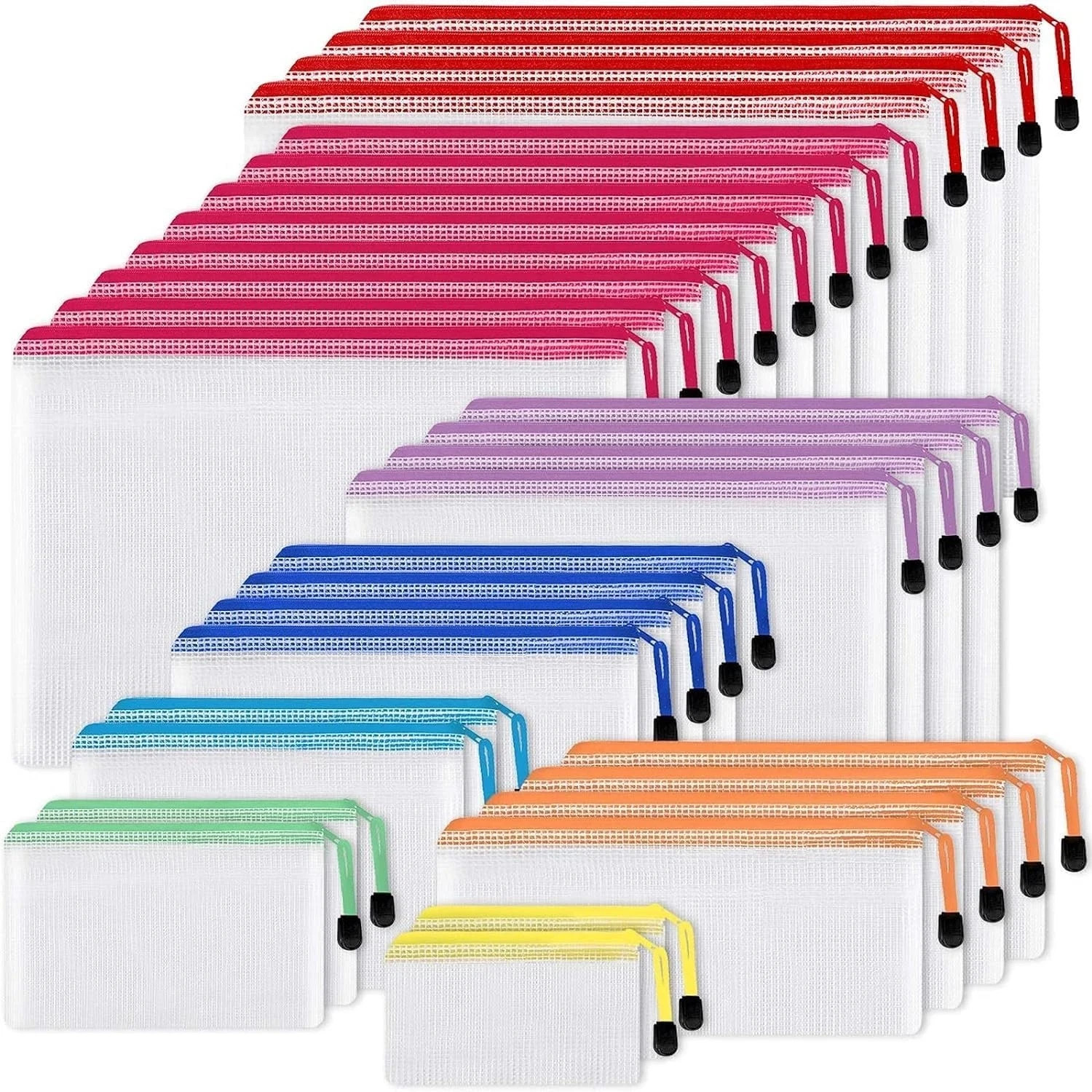 EOOUT 30pcs Mesh Zipper Pouch Bags, 8 Sizes Plastic Bags, 8 Colors Waterproof…