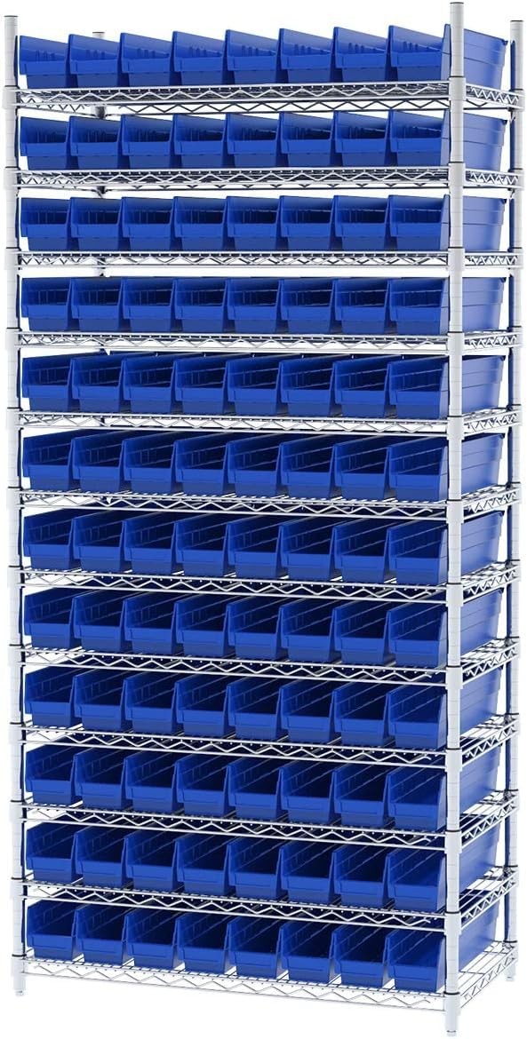 Akro-Mils 30128 Plastic Shelf Bins, Heavy 18-Inch by 4-Inch 4-Inch, Blue