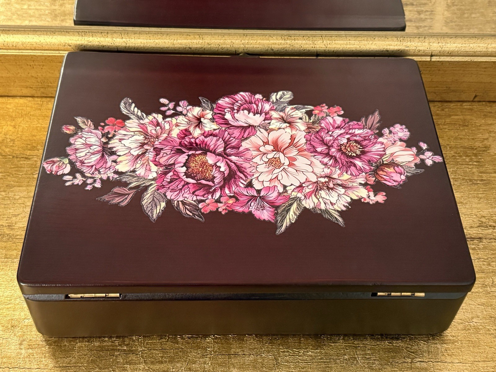VTG Executive Desk Accessories Rose Wood Office Supply Storage Box 9 Compartment