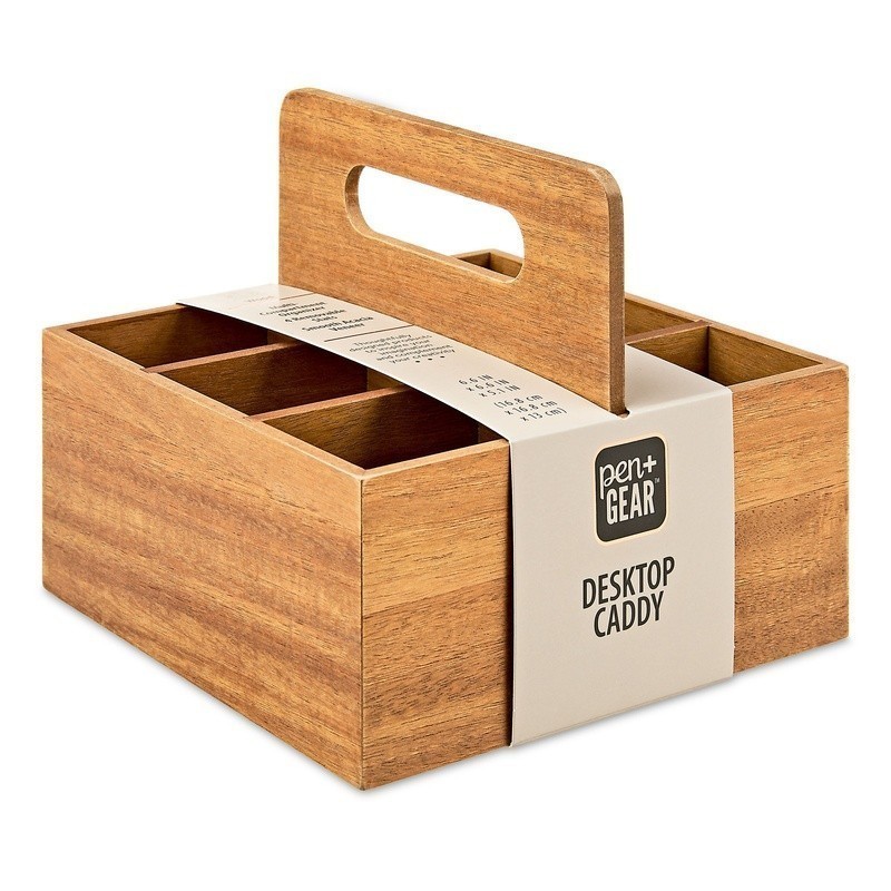 Desktop Caddy Organizer 6 Compartments Removable Slats Office Storage Solutions