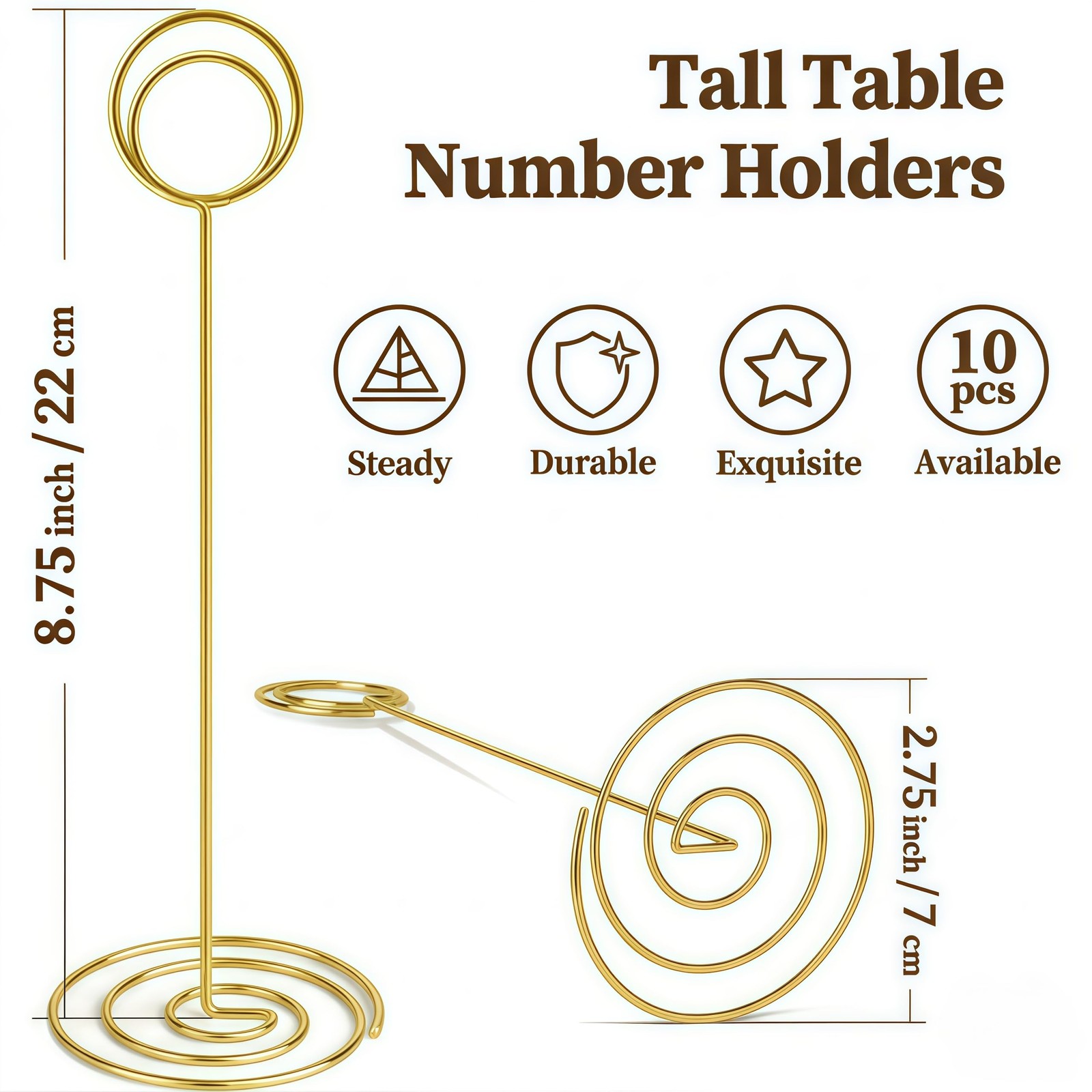 Radezon 20 Pack 8.75 inch Tall Table Number Holders inch-20Pack, Gold