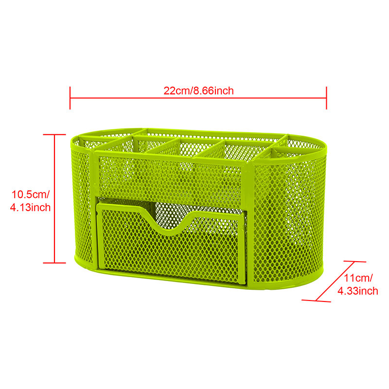 Green Metal Wire Mesh Pen Desk Top Storage Organizer Holder Office School Supply