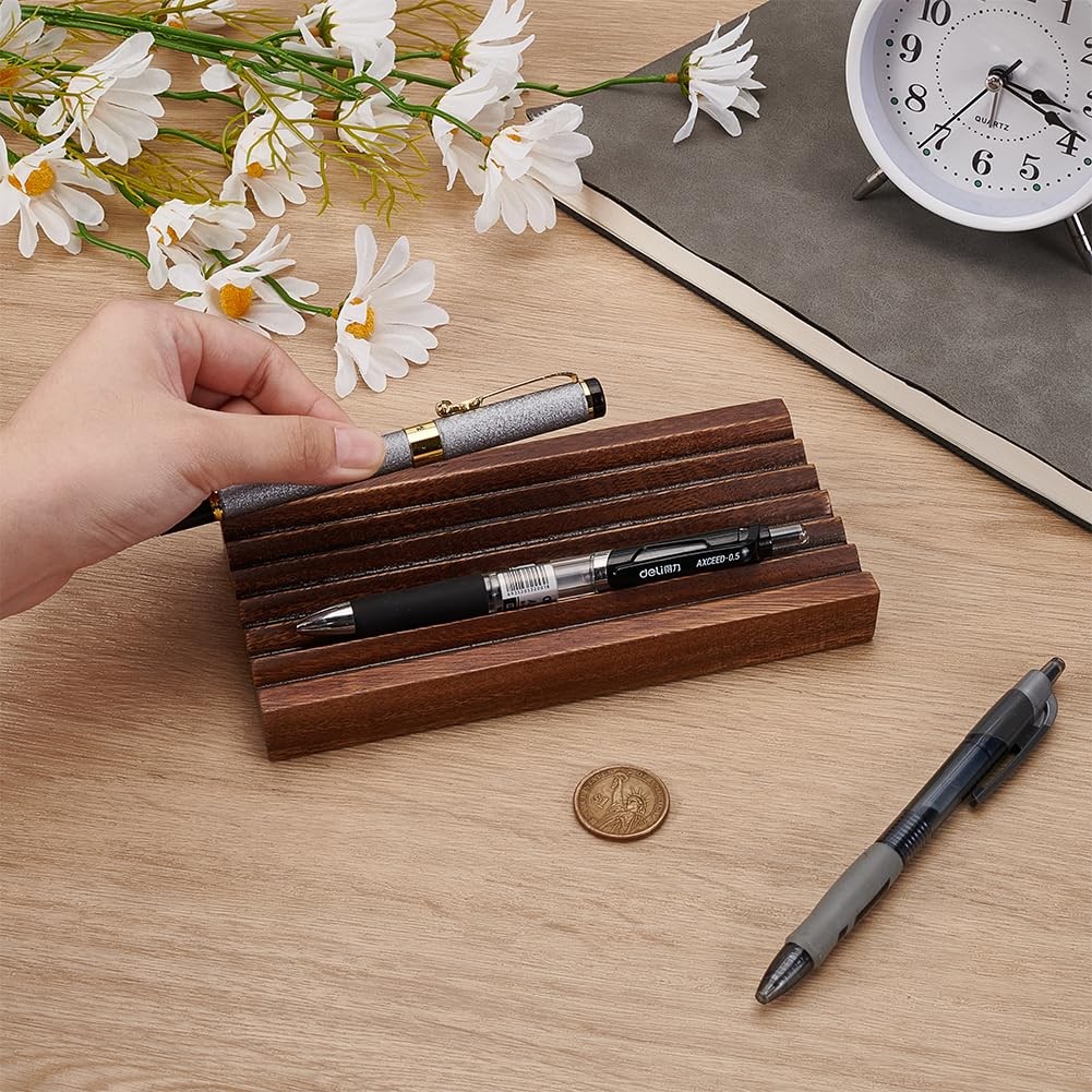 Walnut Horizontal Pen Holder Rectangle Pen Holder Wooden Desk Organizer Penci…