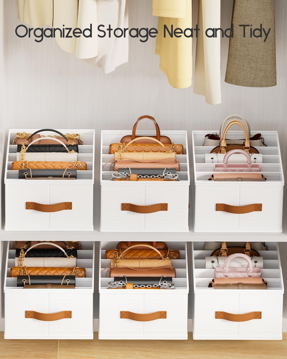 Homsorout Purse Organizer For Closet Fabric Handbag Storage Organizer Handles