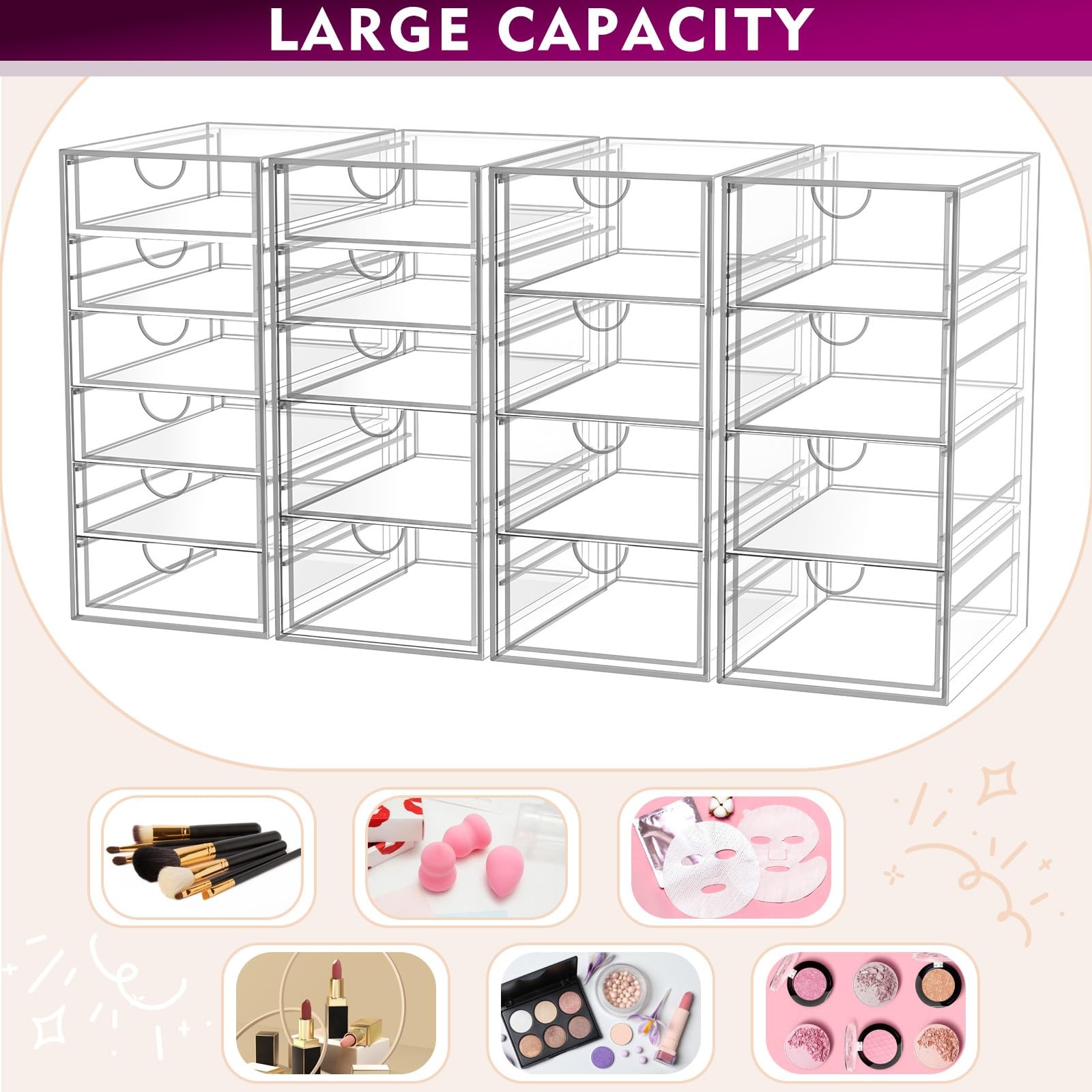 19 Drawers, Keeps your space tidy and lets you easily see what’s inside