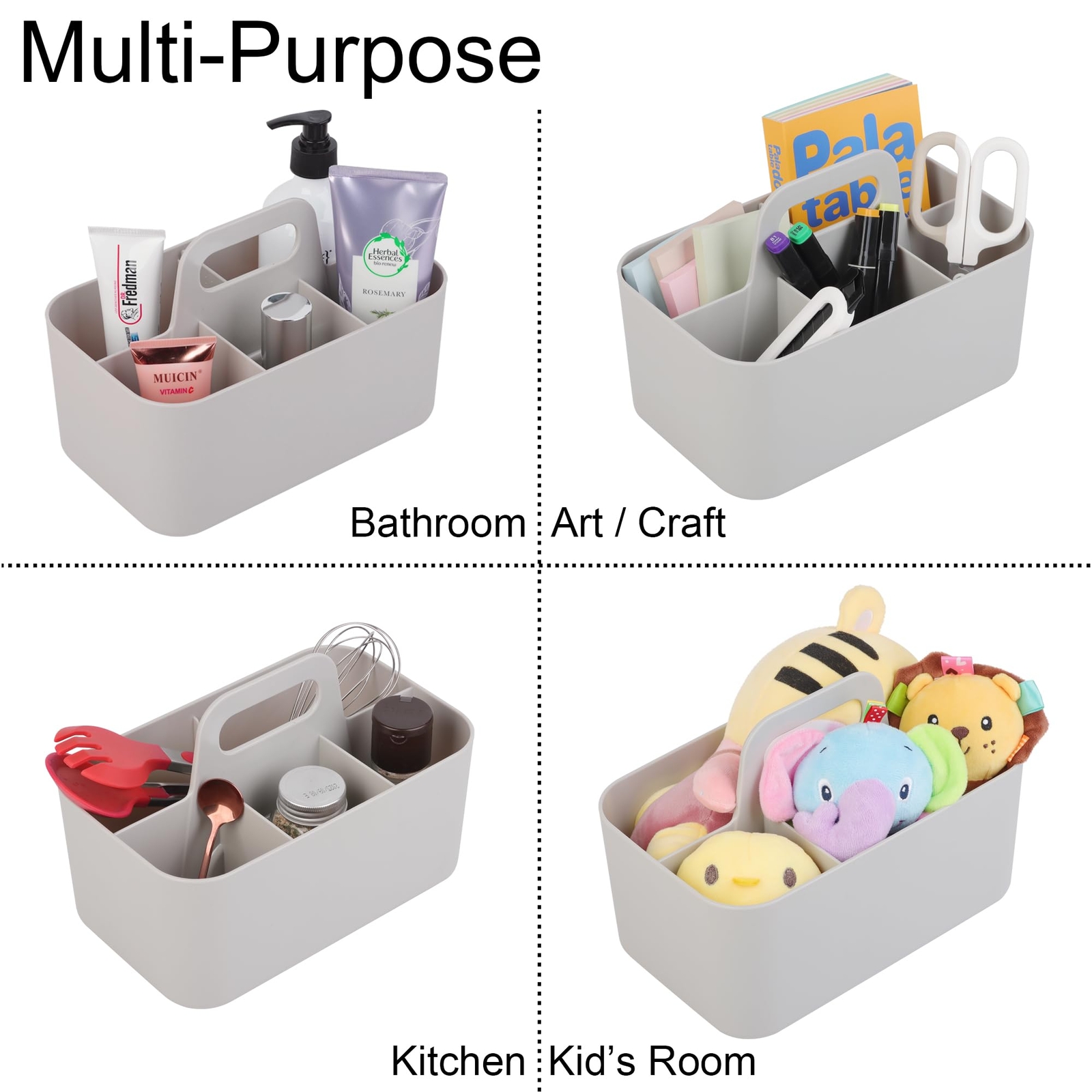 2 Pack Caddy With Handle Portable Plastic Caddy Storage For Cleaning Bath Makeup