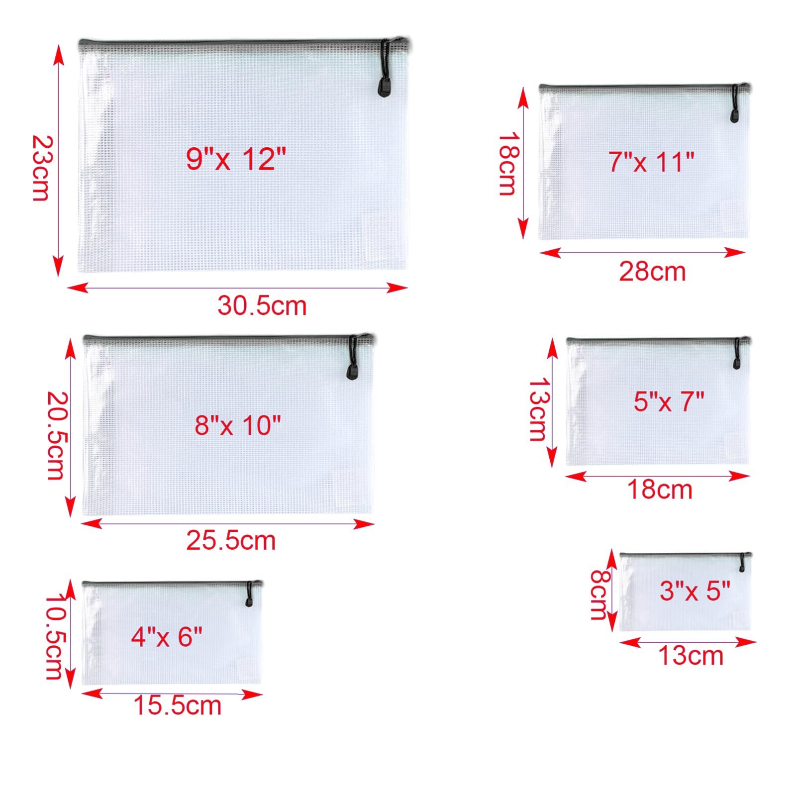 Mesh Zipper Pouch 3×5 Inch Plastic Zip File Folders Storage Bags Black 24 PCS