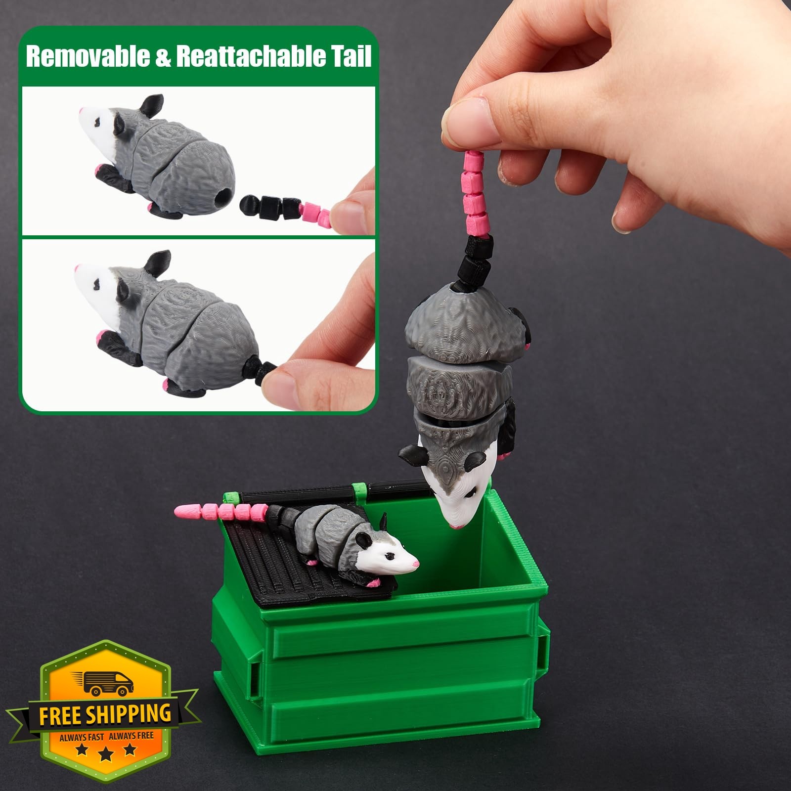 Soulchen Opossum Articulating Dumpster Pencil Holder 3pc