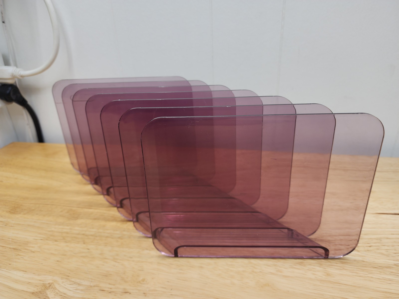 Eldon Six Slot Acrylic Office Desk Organizer Letter Holder Vintage – Purple