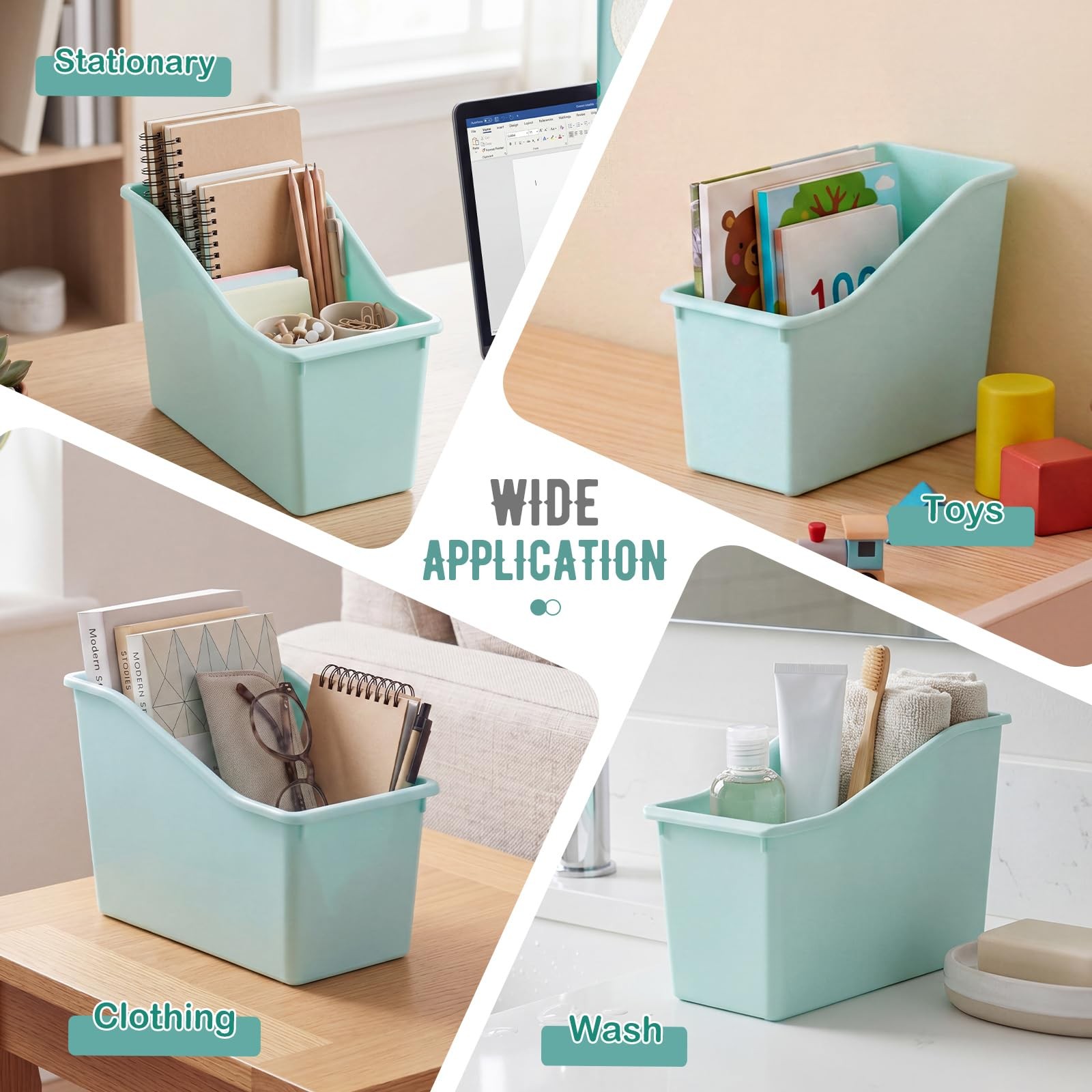 12 Pcs Book Bin for Classroom with Labels Stackable Plastic Organizing Bins 1…