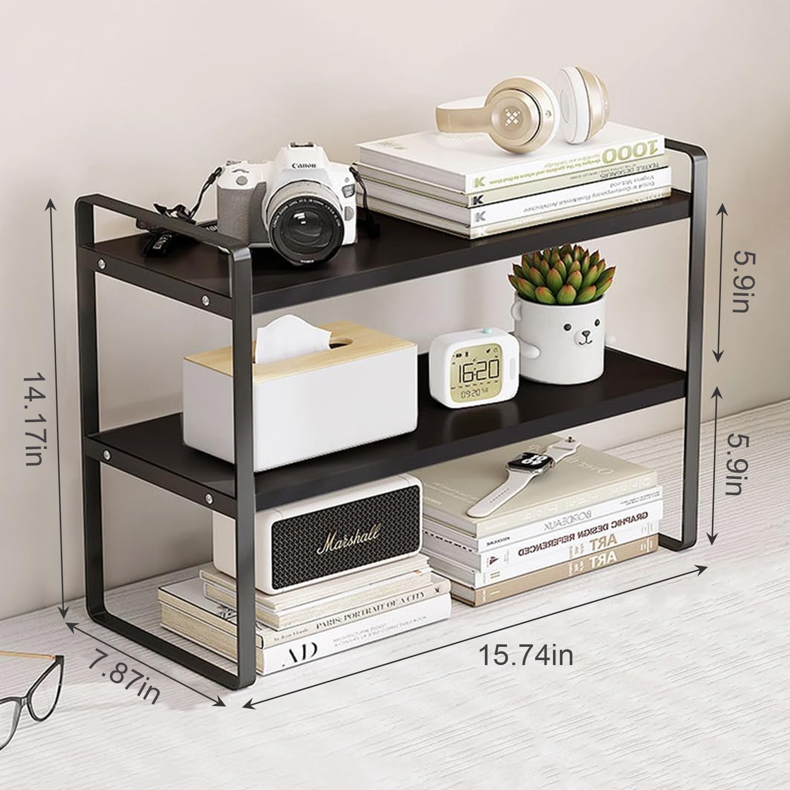 SIDIANBAN Desktop Organizer 15.7 x 7.8 x 14 inches, Black Rack & Board