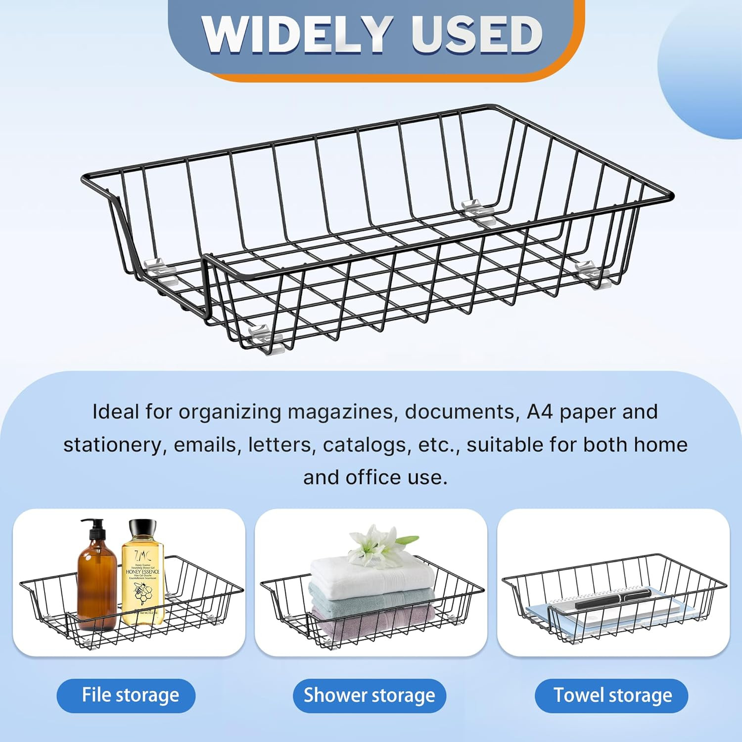 Letter Desk Tray Organizer, A4 File Tray Magazine Files Storage Basket Organizer