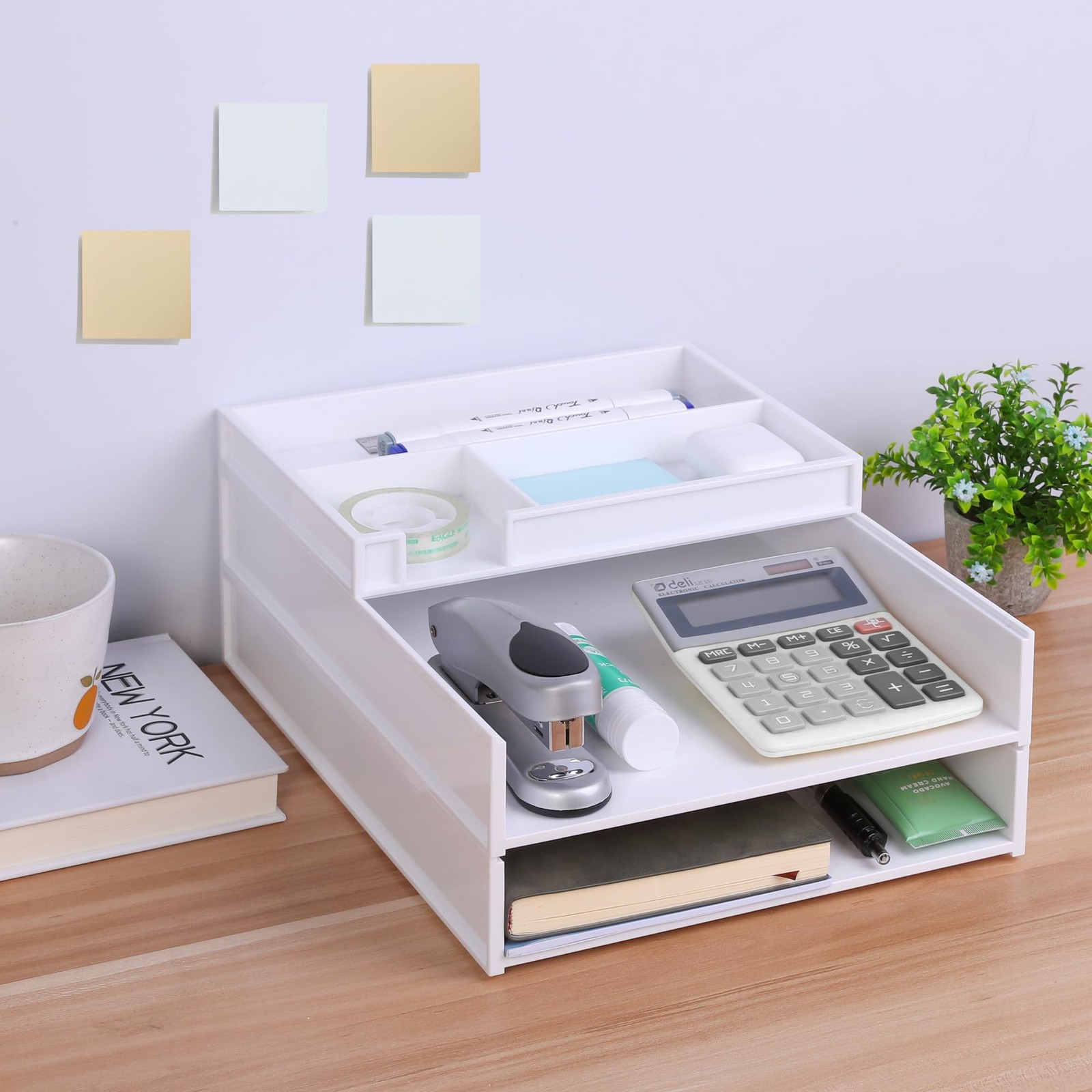 White 3 Tier Stackable Letter Tray Cardboard Desk Paper Organizer Sorter