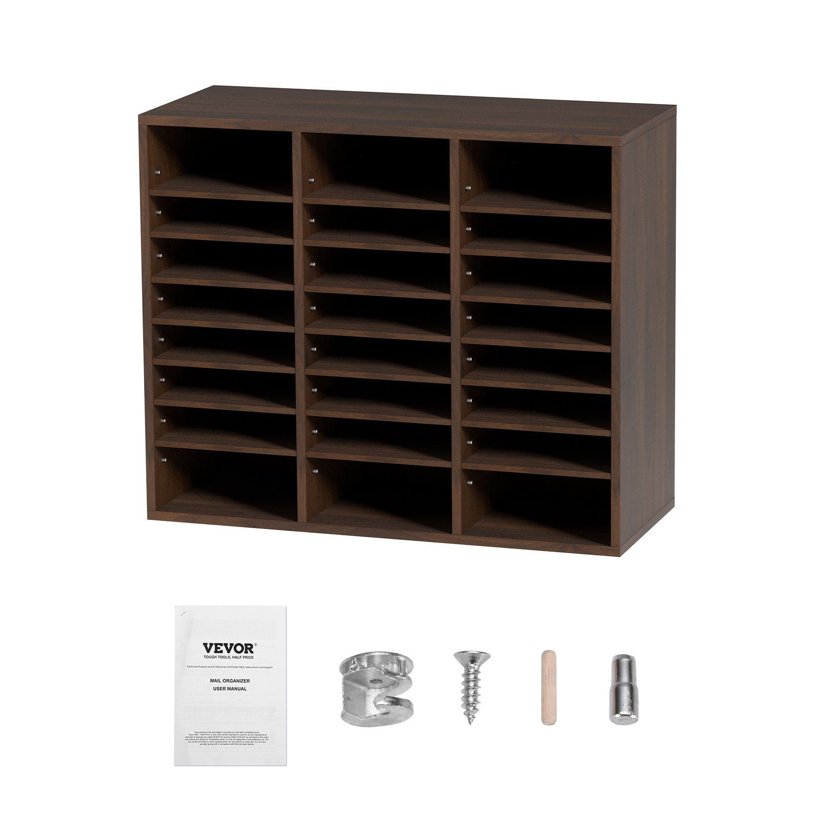 Wood Paper Sorter Cabinet 24-Tier 29x12x24.4in Smooth Surface Finish