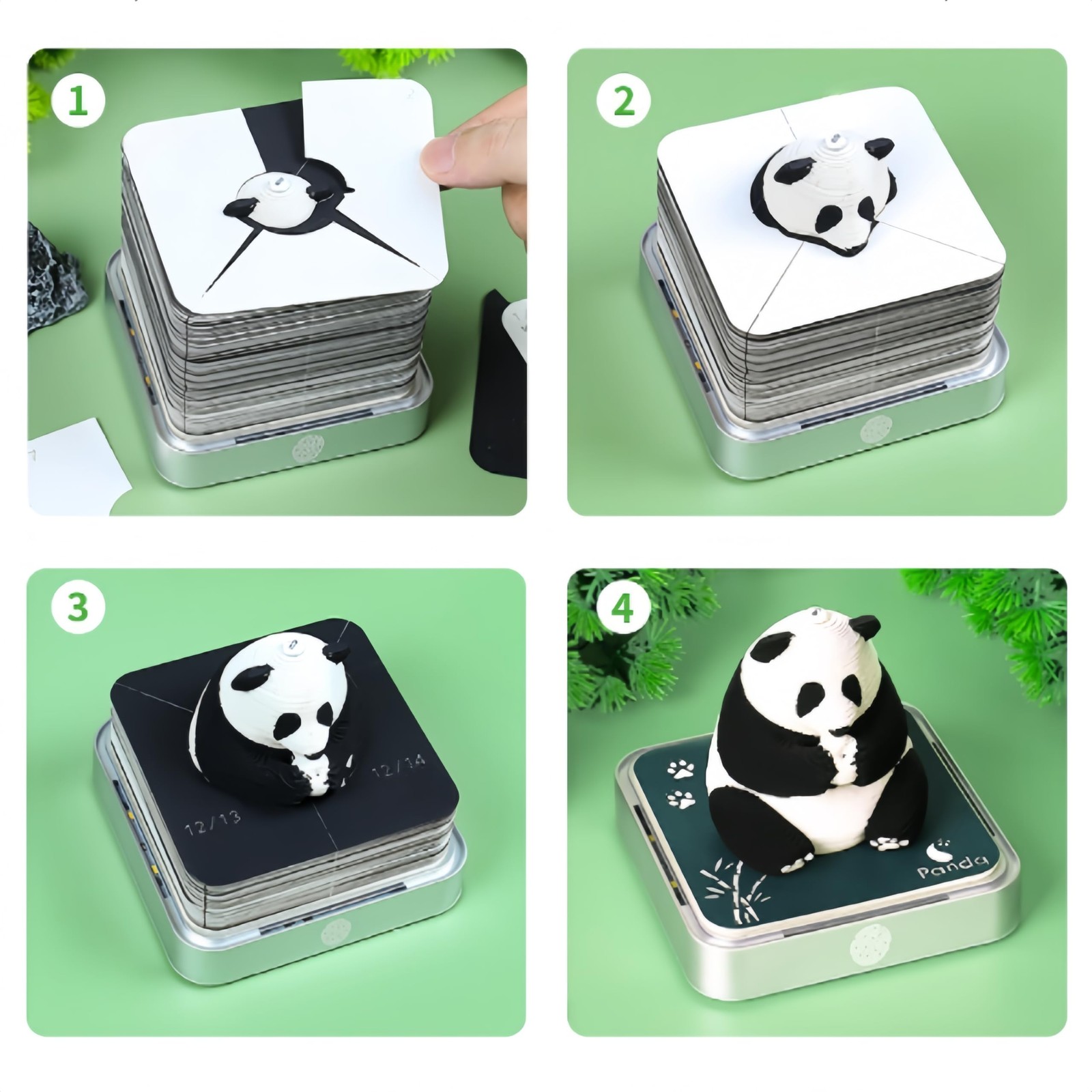 3D Calendar 2026 Memo Pad with LED Light | Tear-Away Paper Sculpture Panda