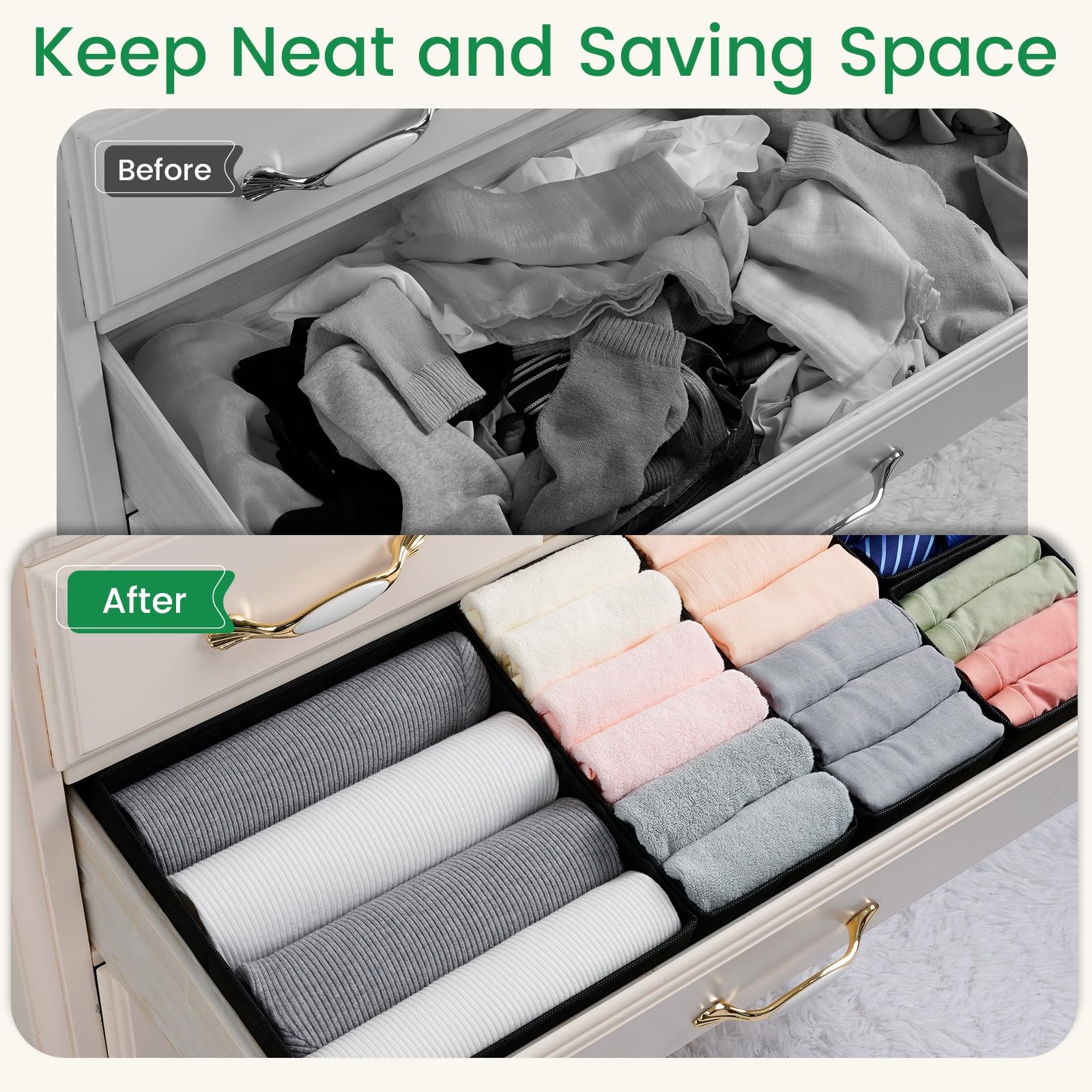 Criusia Drawer Organizer Clothes 24 Pack Underwear Drawer Organizers Foldable
