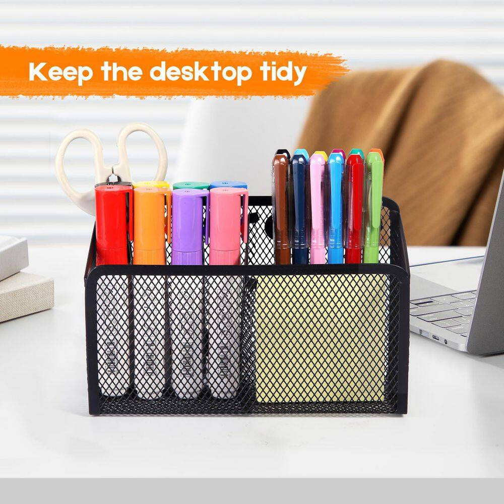 1 Pack Magnetic Mesh Pencil Holder Black with Extra Strong Magnets Marker Organi