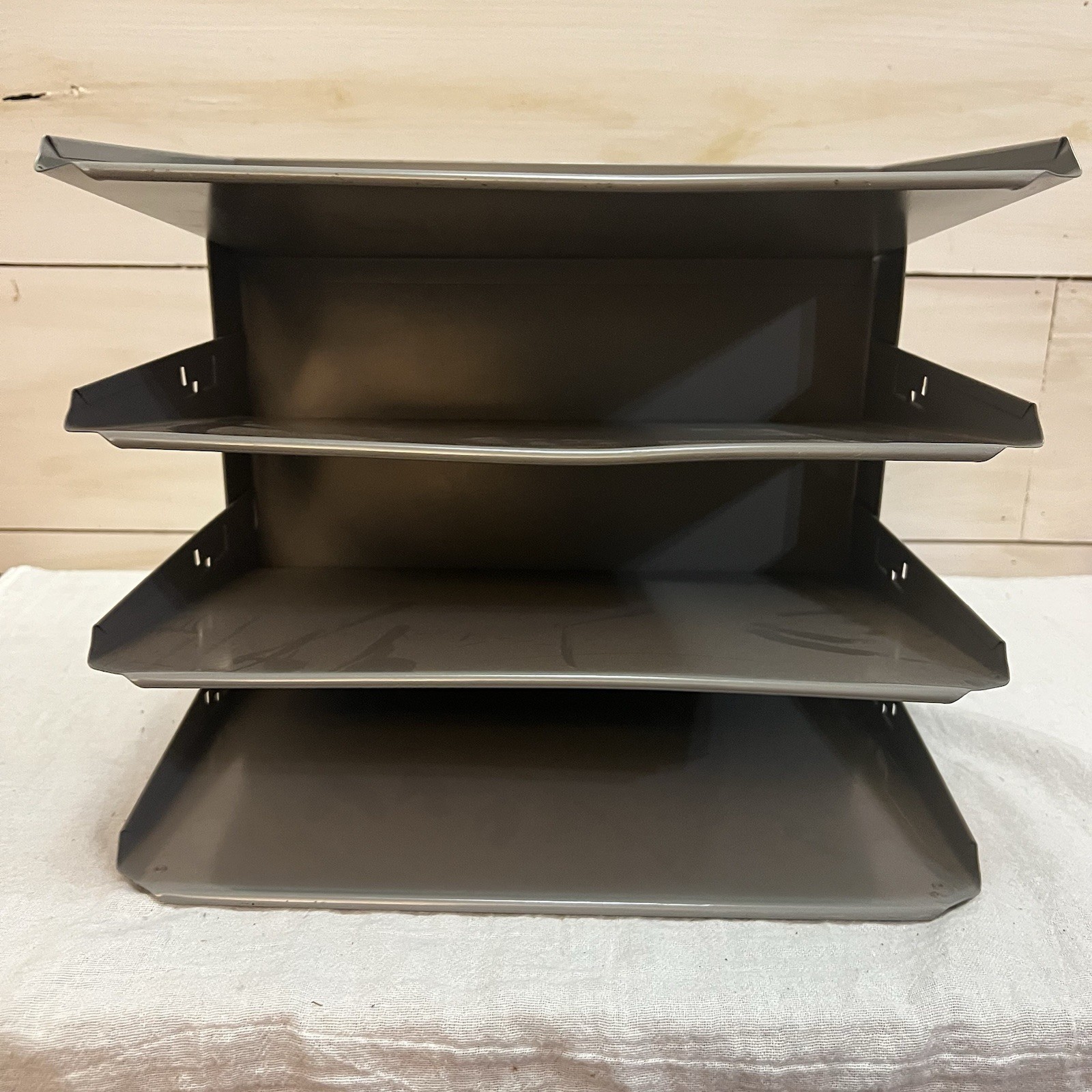 Vig Industrial Metal Letter Size 4-Shelf Desk Stack Tray Organizer Unit USA