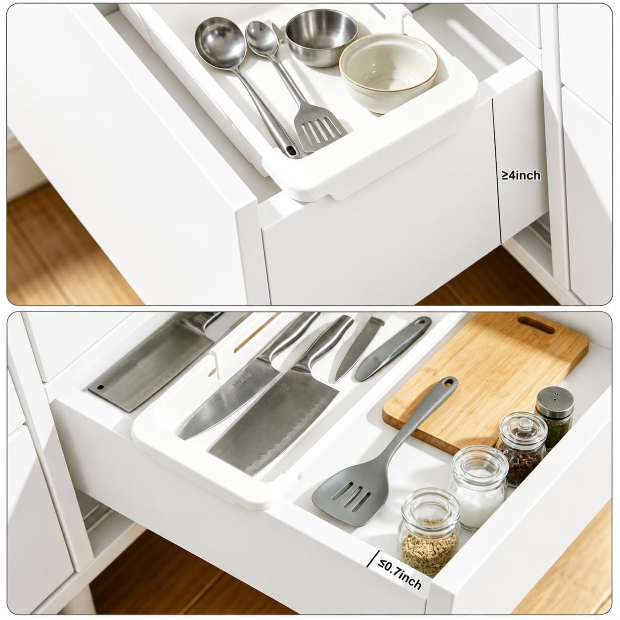 Eikovia 2 Pack Hanging Expandable Drawer 12.4 x 5.79 x 2.4 inch, white
