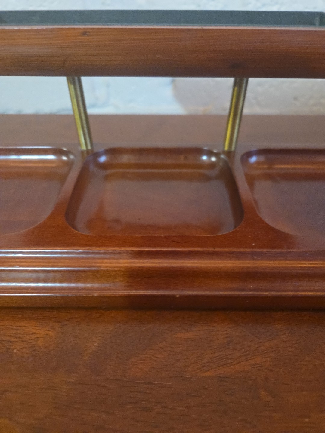 Bombay Co 1996 2 Tier Wood Office Desktop Organizer Dresser Tray Brass Corners