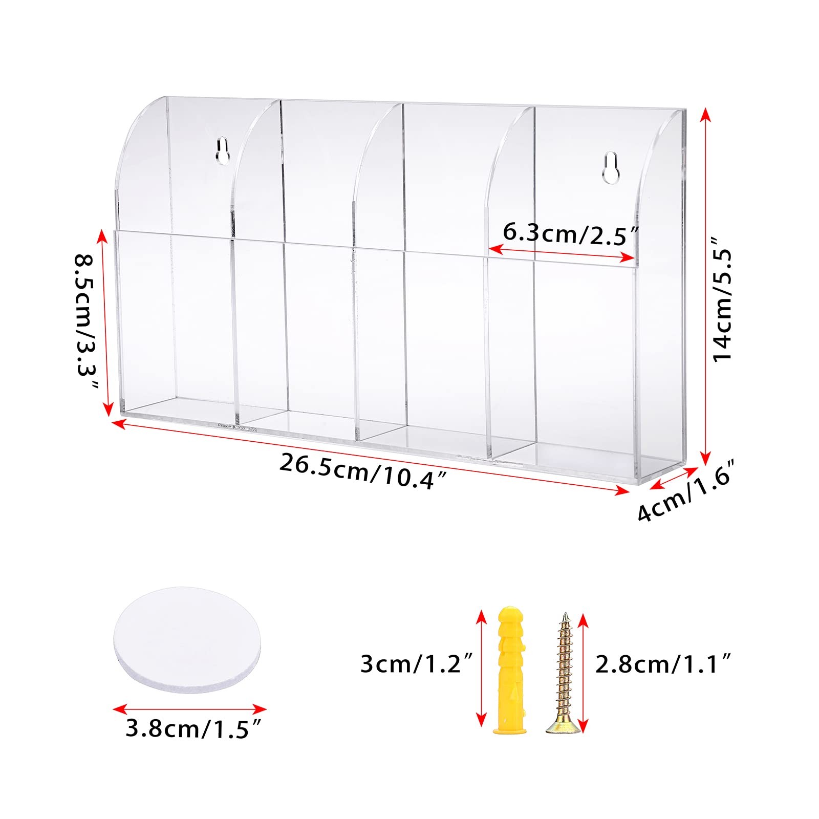 Hipiwe Wall Mount Remote Control Holder Clear Acrylic Media Organizer