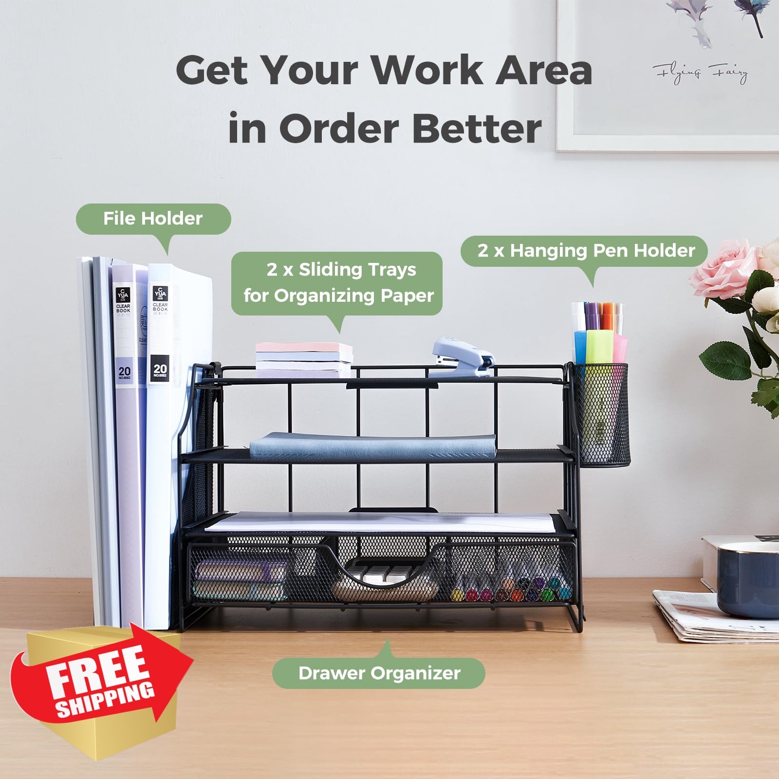 ICOHOT Desk Organizer 4 Tier Tray Drawer