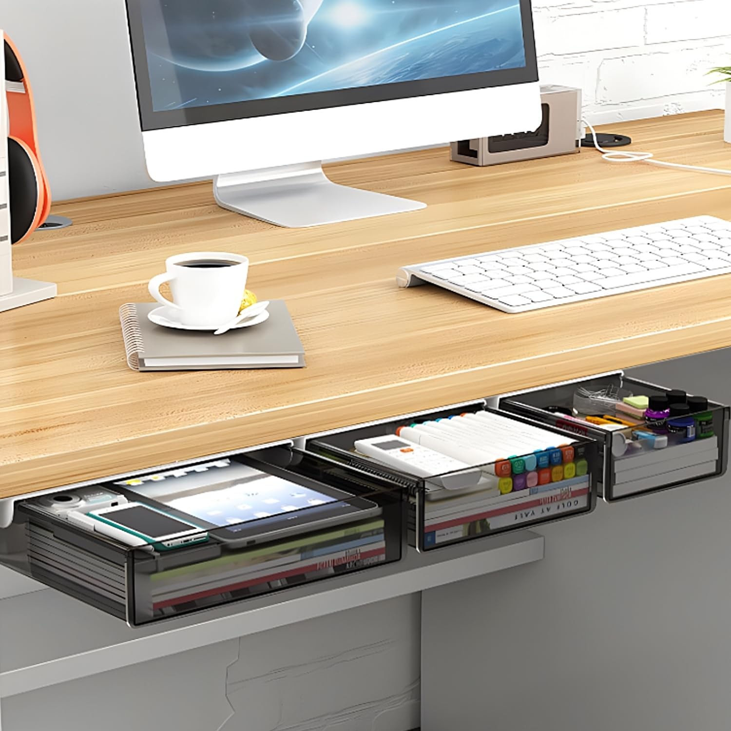 SVNNELP Under Desk Table Drawer Storage Organizer,3 Pack Large & Medium & Sma…