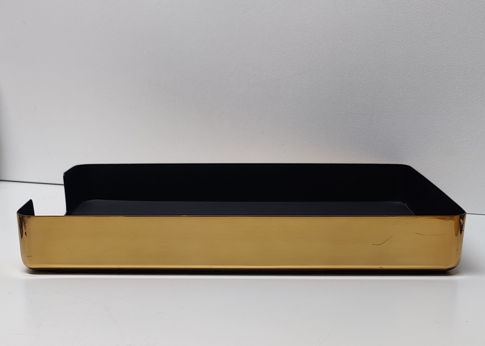 Vintage Knoll Office Desk Single Tray Paper Letter Holder Heavy Brass