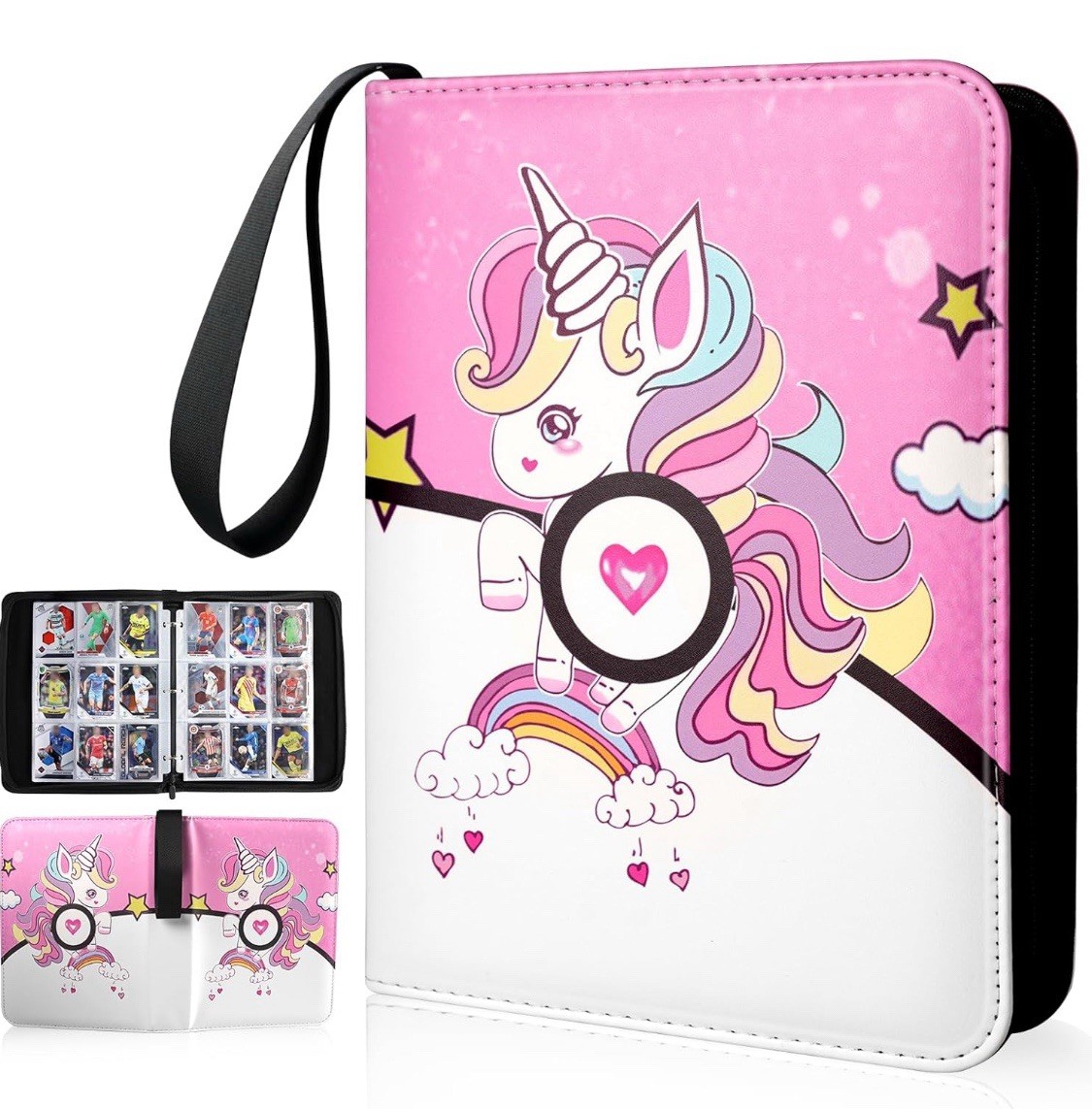 Pink Card Binder 9 Pockets, 900 Pockets for Pokemon Cards with 50 Sleeves