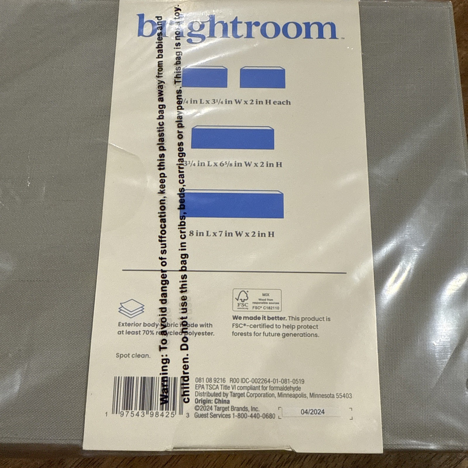 Brightroom Canvas Desktop Drawer Organizer Gray New