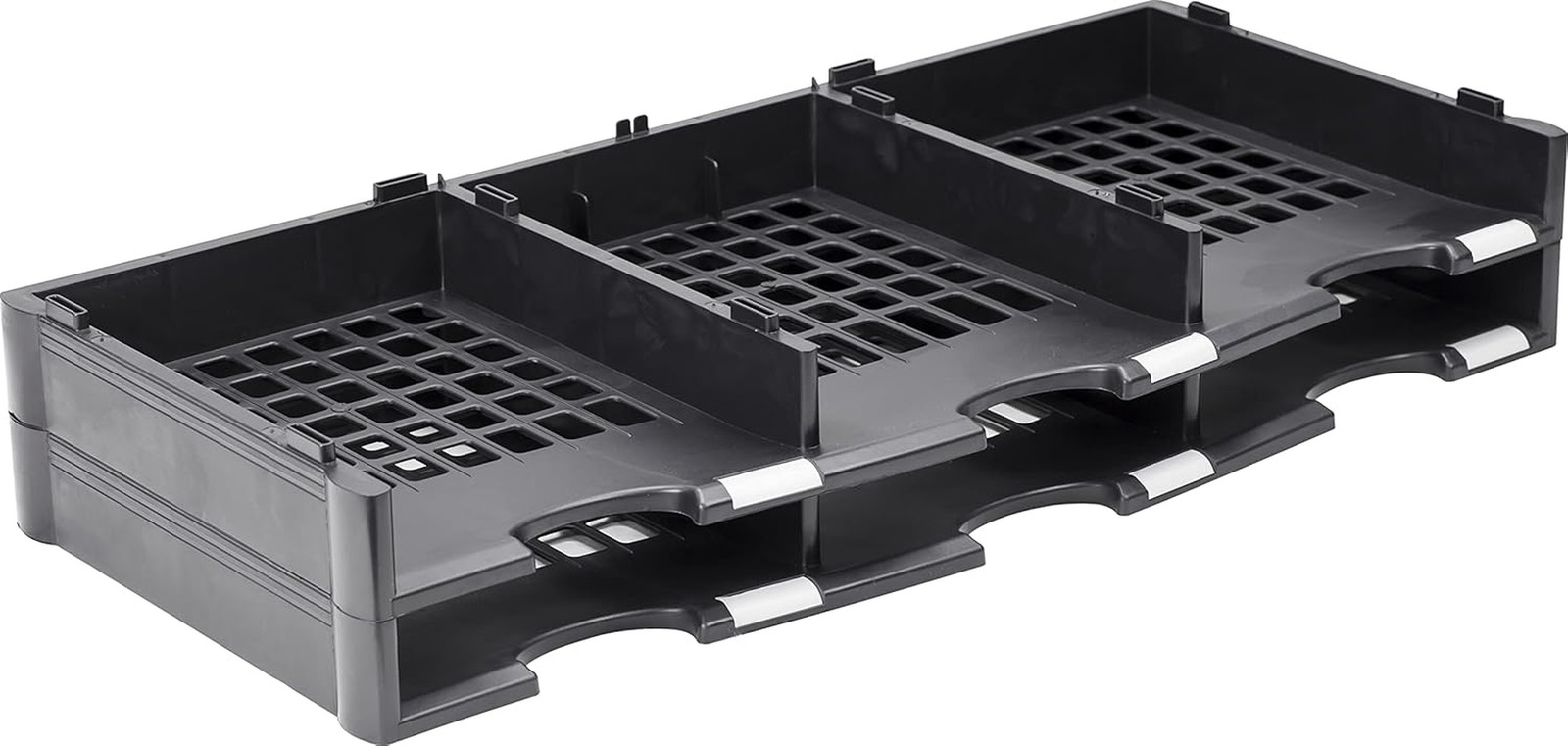 6-Compartment Literature Organizer Add-On Unit, 31.38 X 14.13 X 5.63 Inches, Bla