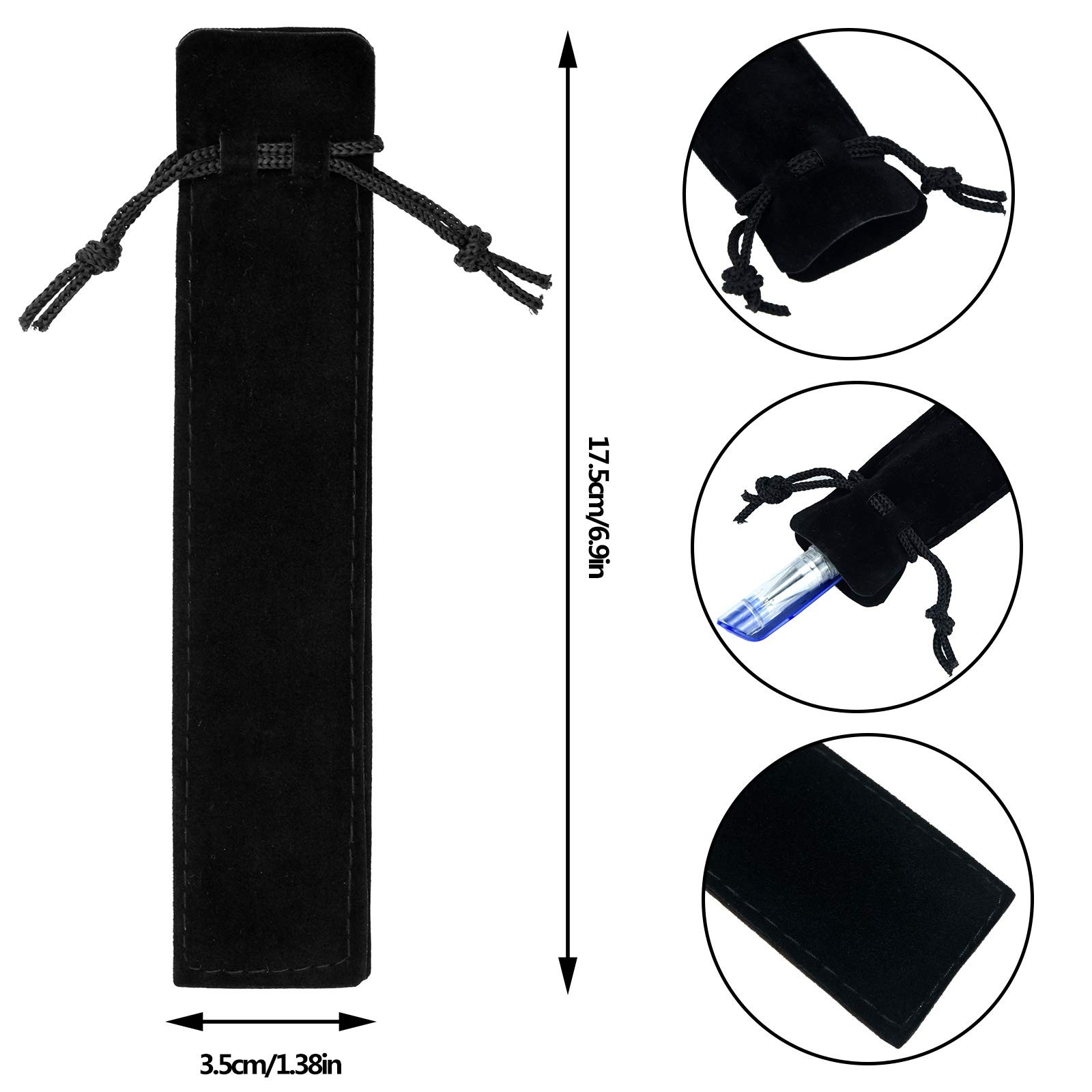 100Pcs Velvet Pen Pouch Drawstring Pen Bag Single Pen Sleeve for Business Office