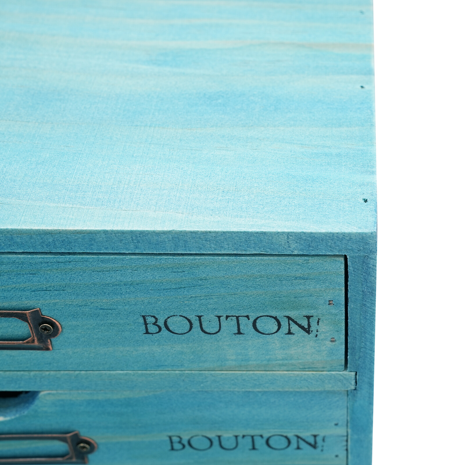 Five-Piece Set Pine Wood Desktop Drawers Vintage Wooden Desktop Organizer Blue