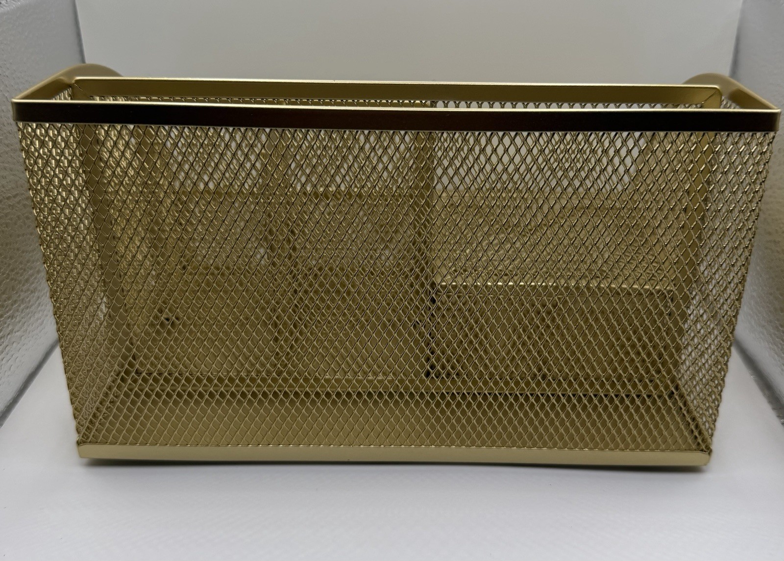 Annova Wire Mesh Desk Organizer – 6 Compartments + 1 Drawer (Gold Finish)