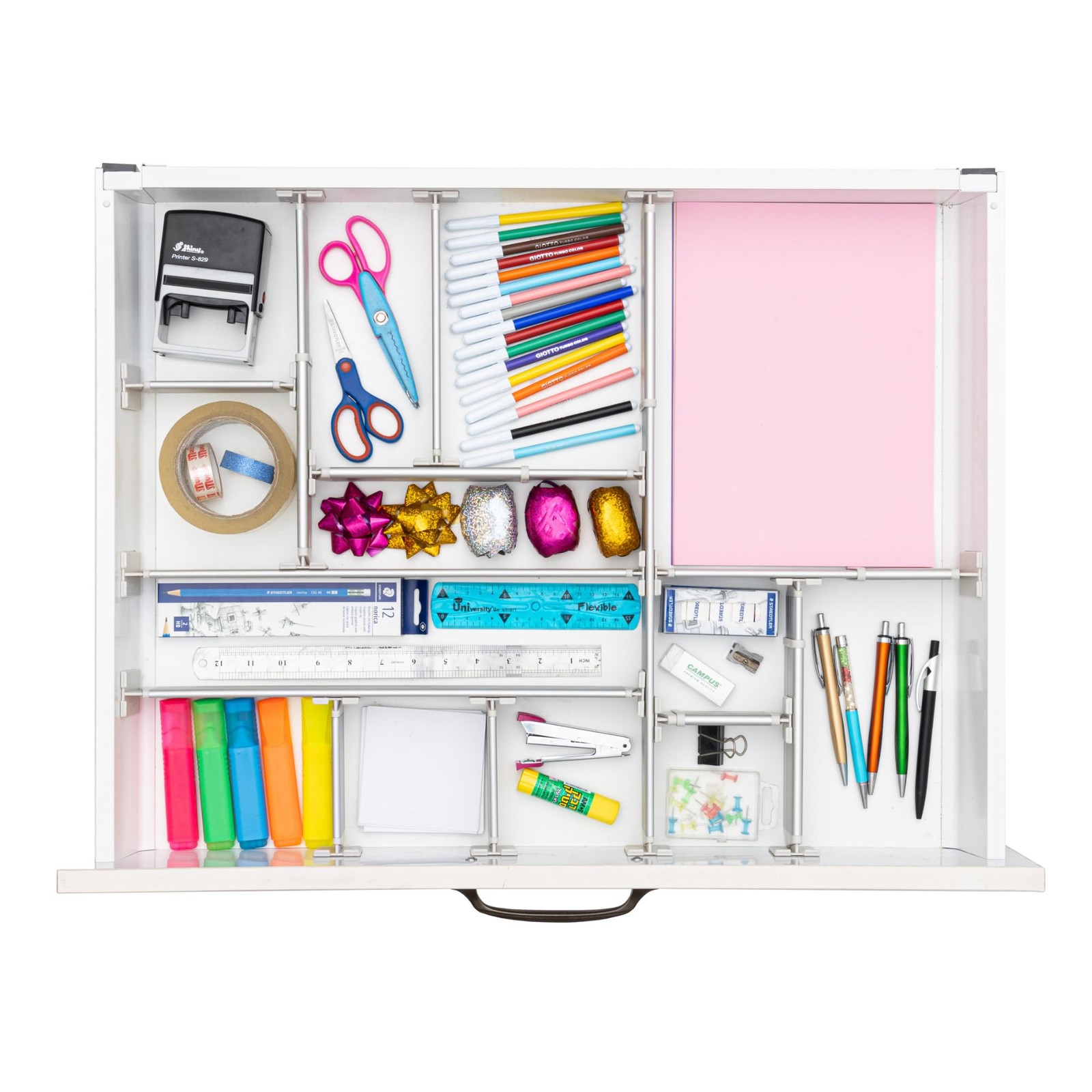 Custom Drawer Organizer 6 Adjustable Aluminum Dividers, Gray – For Kitchen, B…