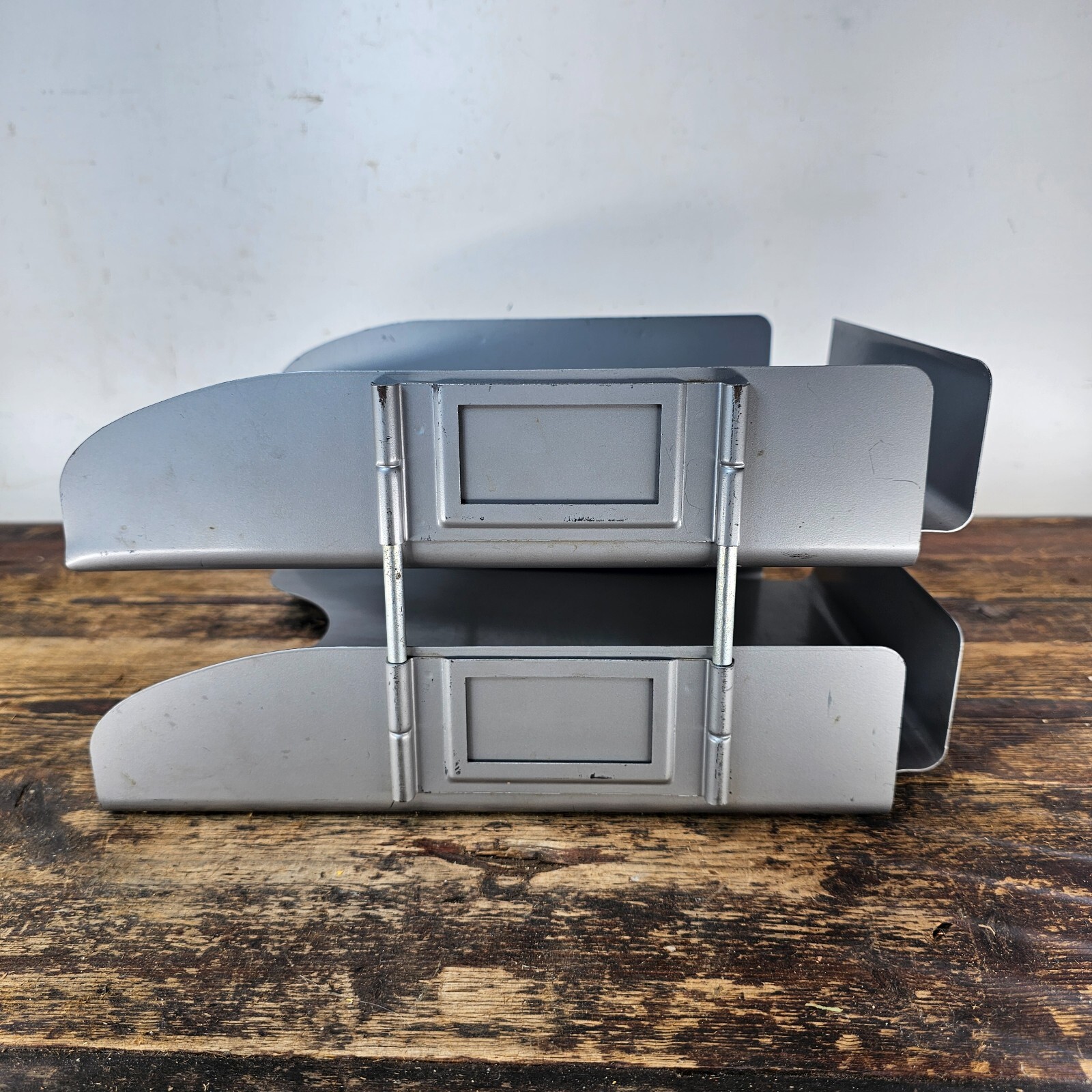 Vintage ASE Metal Double Stacked Paper Tray Desk Organizer