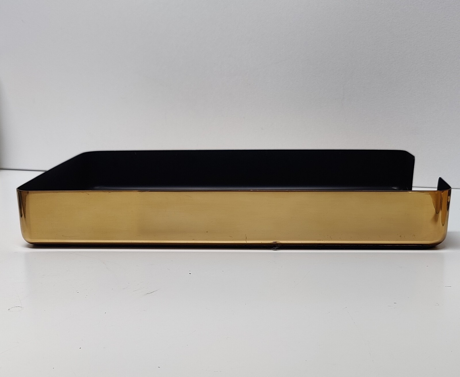 Vintage Knoll Office Desk Single Tray Paper Letter Holder Heavy Brass