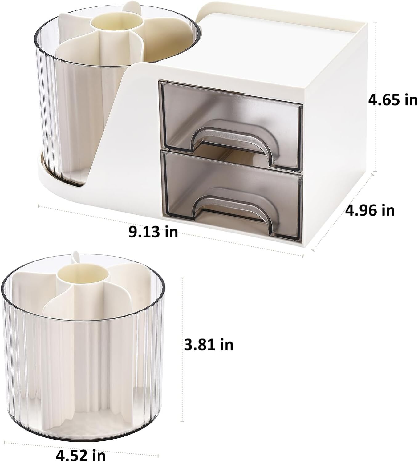 Rotating Desk Organizer with 2 Drawer Pencil Pen Holder for Desk Desk Organizers