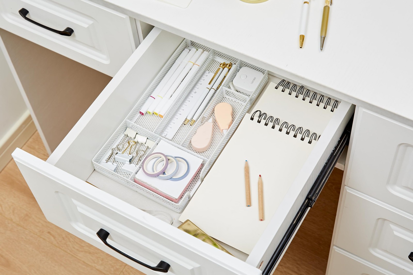 Annova Desk Drawer Organizer Tray for Office Organization Metal Mesh Storag…