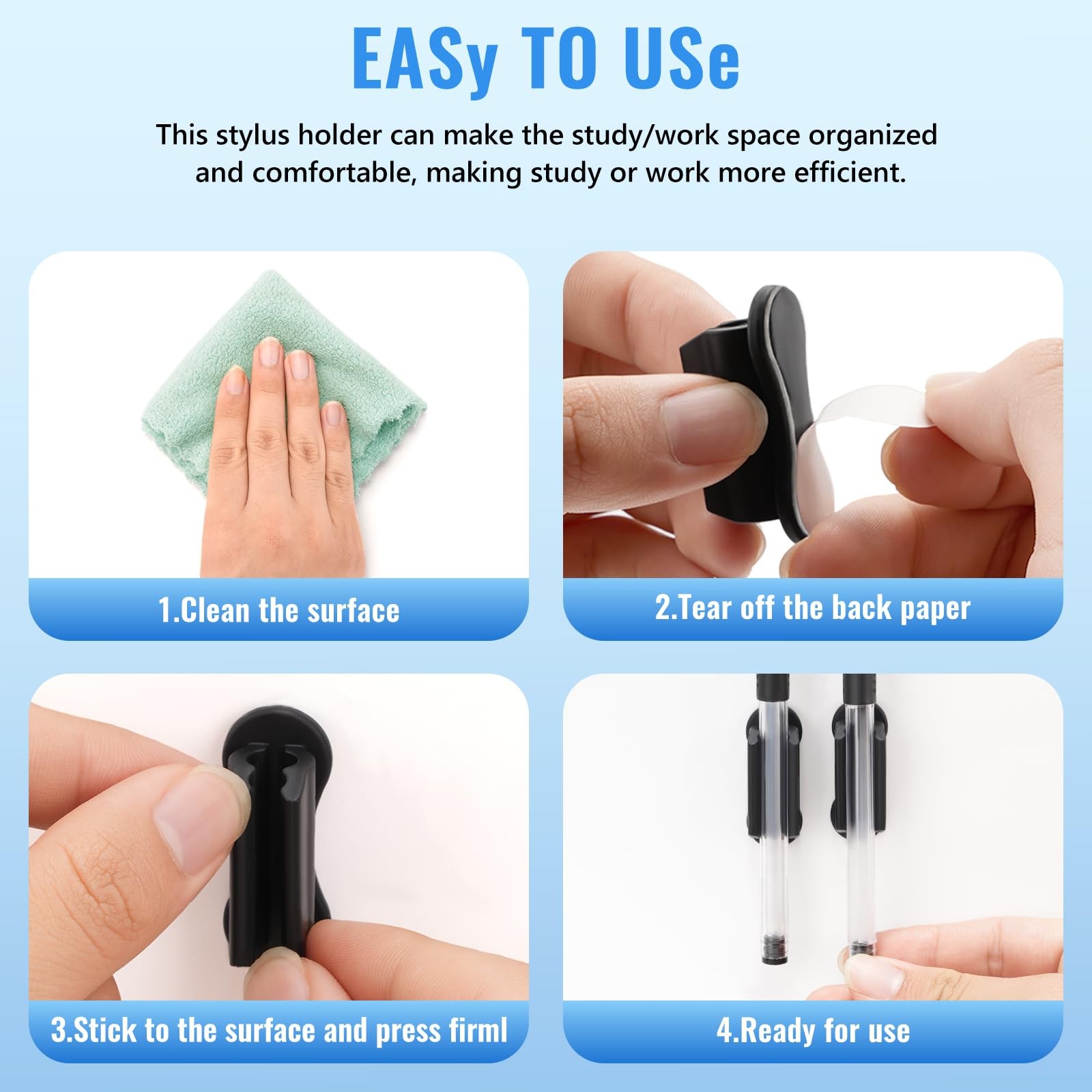 Adhesive Pencil Holders for Desk, 40 PCS Silicone Pencil Holder for Desk,Mark…