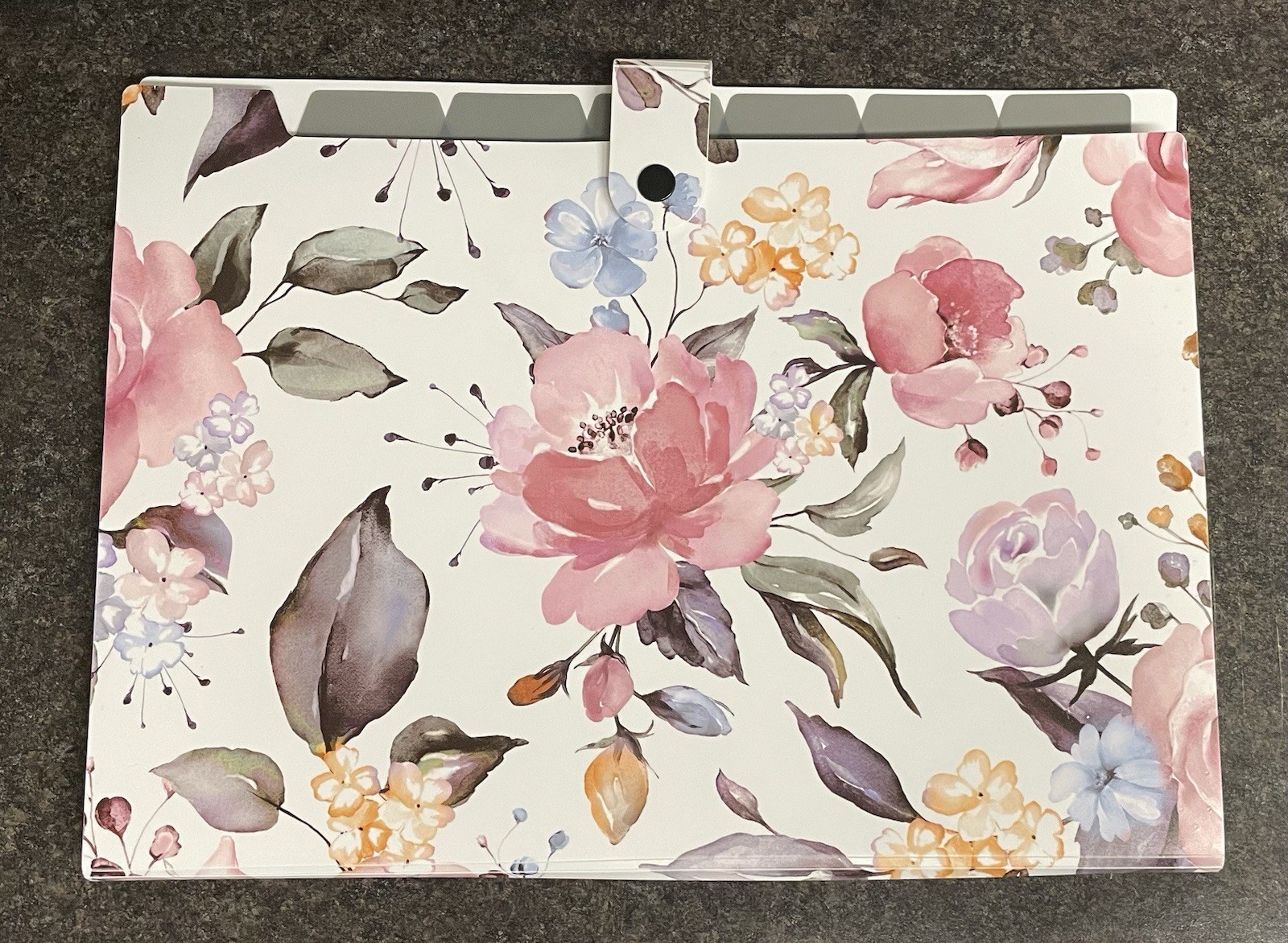 Pen + Gear Folder Desk Organizer Vinyl Purple Rose Floral Cottagecore Romantic