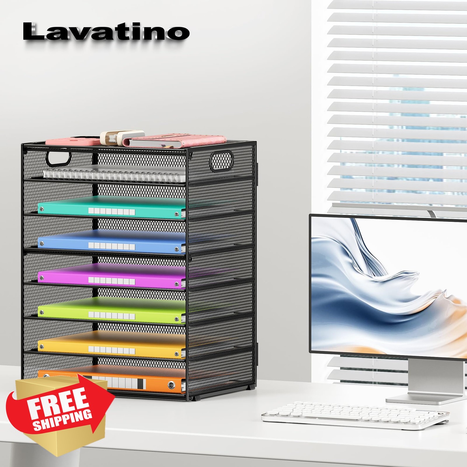 Lavatino 2 Pack 8-tier File Organizer Black Mesh