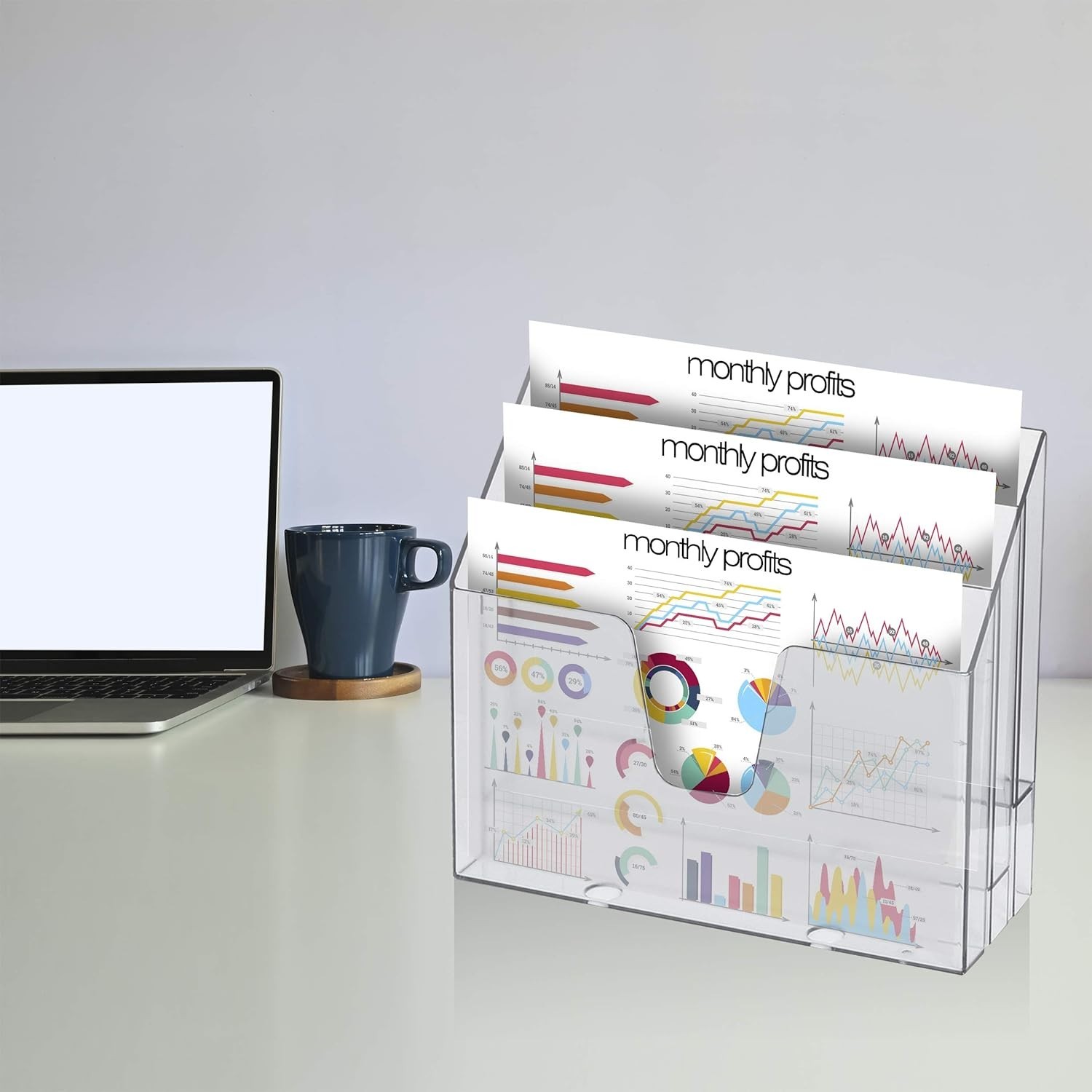 Versatile Open Top Desktop Organizer with 3 Compartments for Efficient Filing