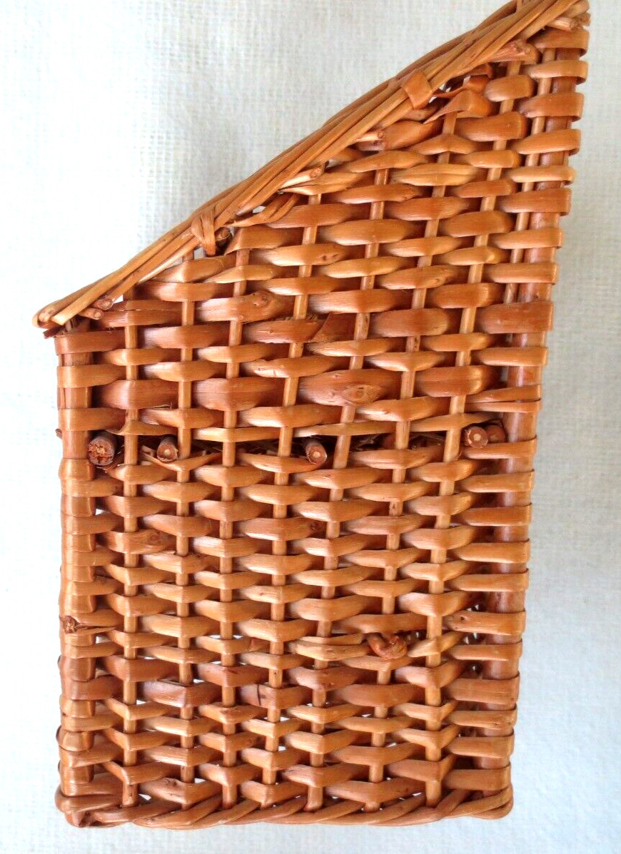 WICKER 5 SLOT DESK ORGANIZER FROM PORTUGAL 11″ X 11″ X 6″ (MINT COND.)