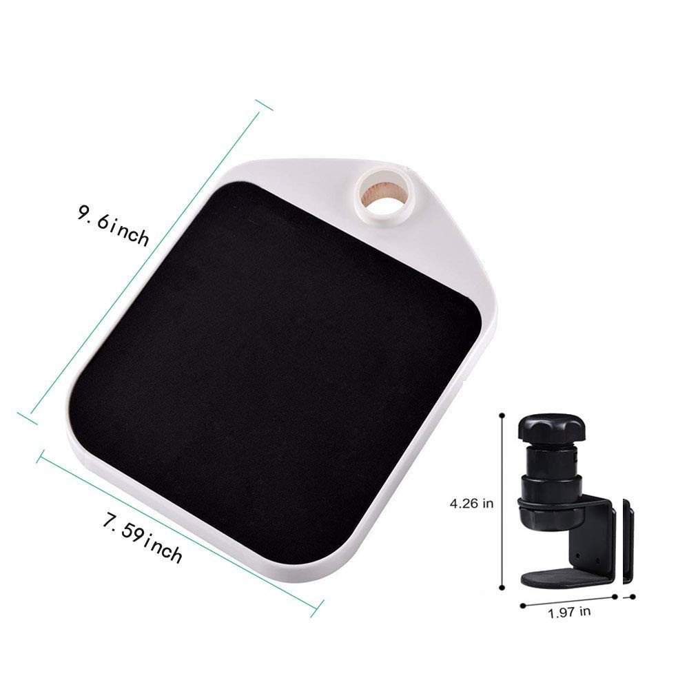 FUZADEL Mouse Platform Clamp On Under Desk 7.6L x 3W inches, White+Black