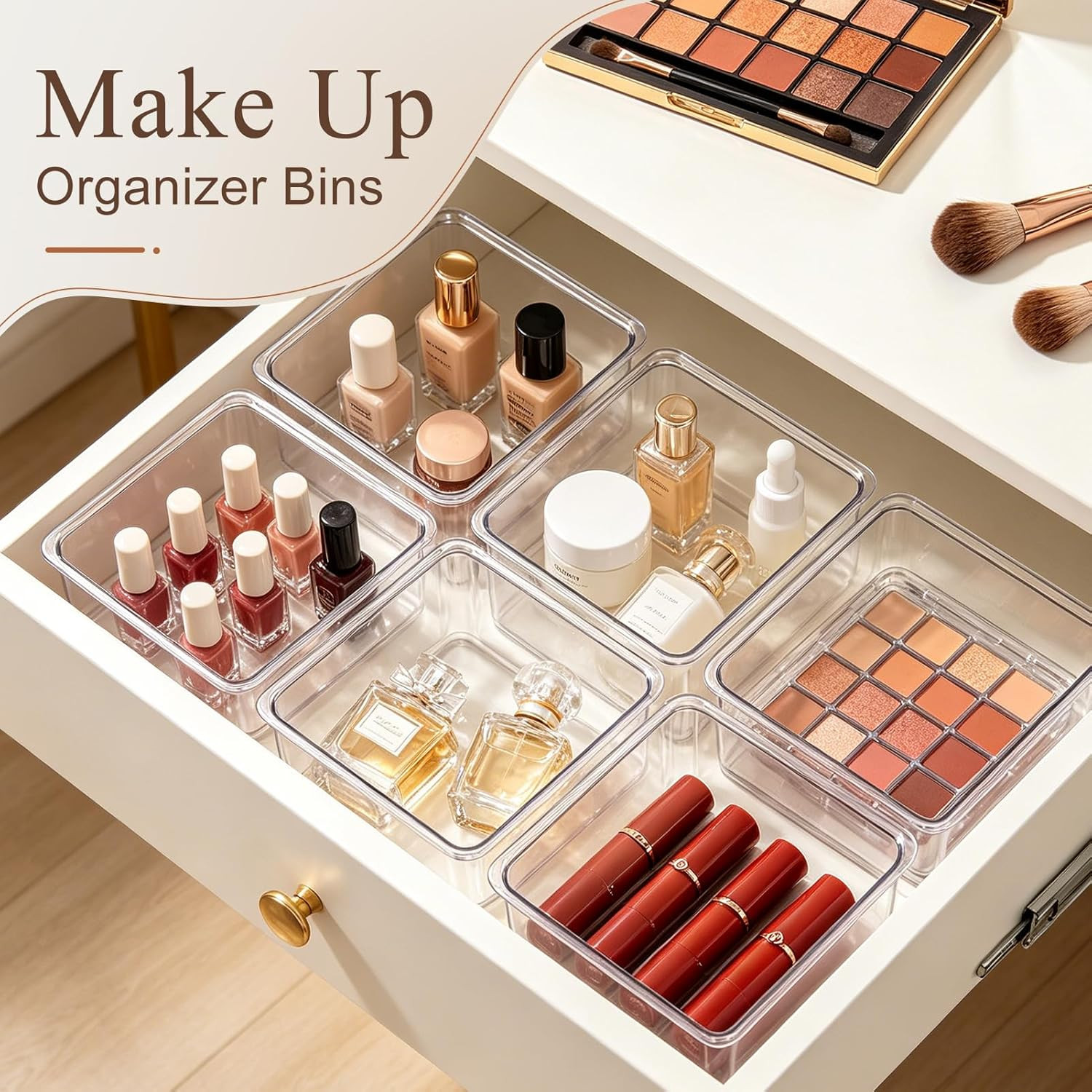 Hudgan 24 Pcs Small Drawer Organizer BinsSet, Stackable Drawer Divider Trays for
