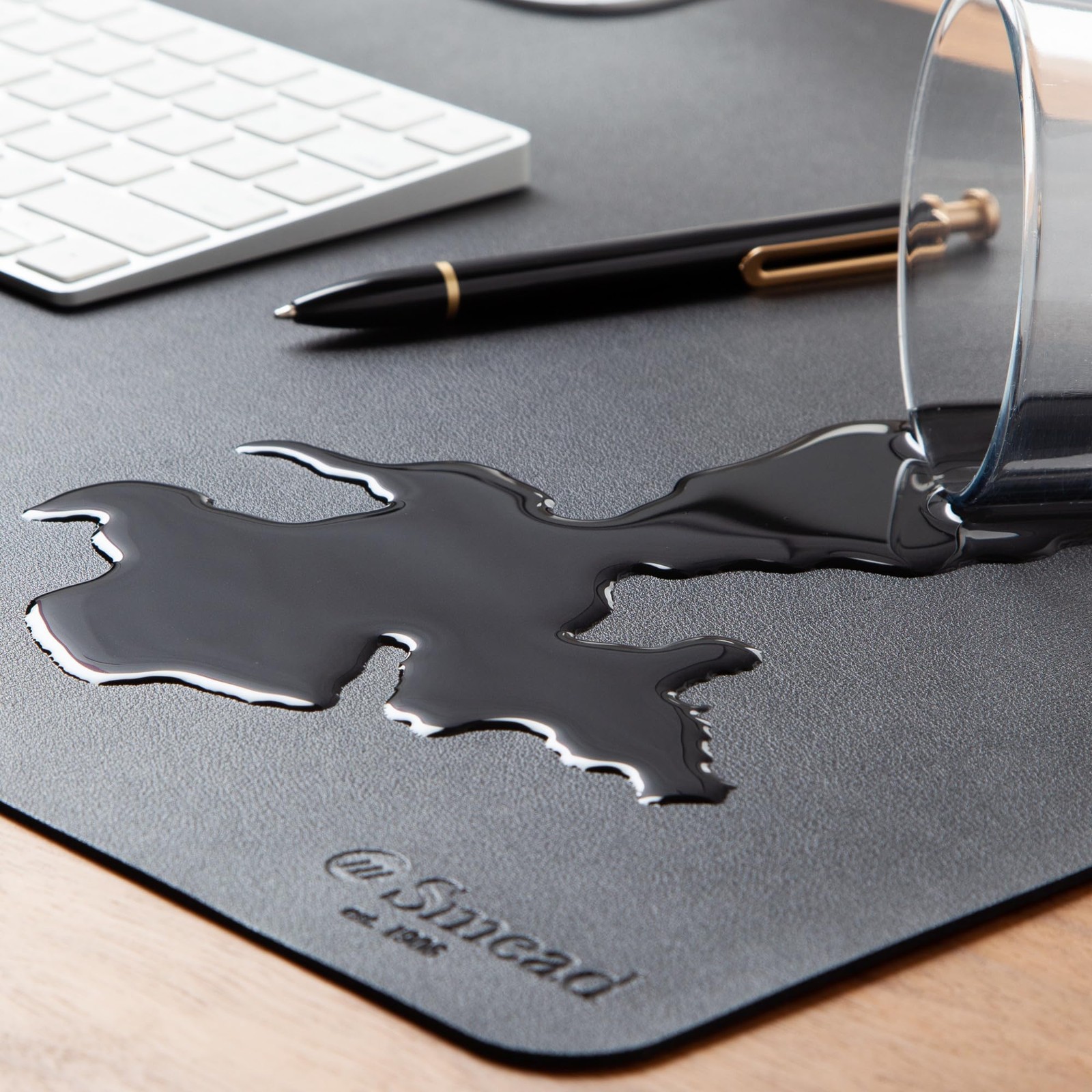 Smead Desk Pad, Vegan Leather Mat with Non-Slip 13.7″ x 23.6″, Dark Gray