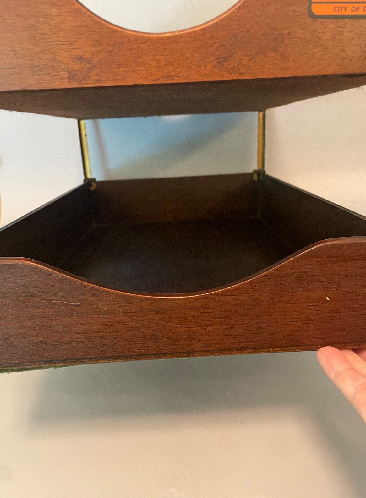 Vintage Wood Metal Letter Tray 2 Tier Desk Organizer Stacking File Damaged